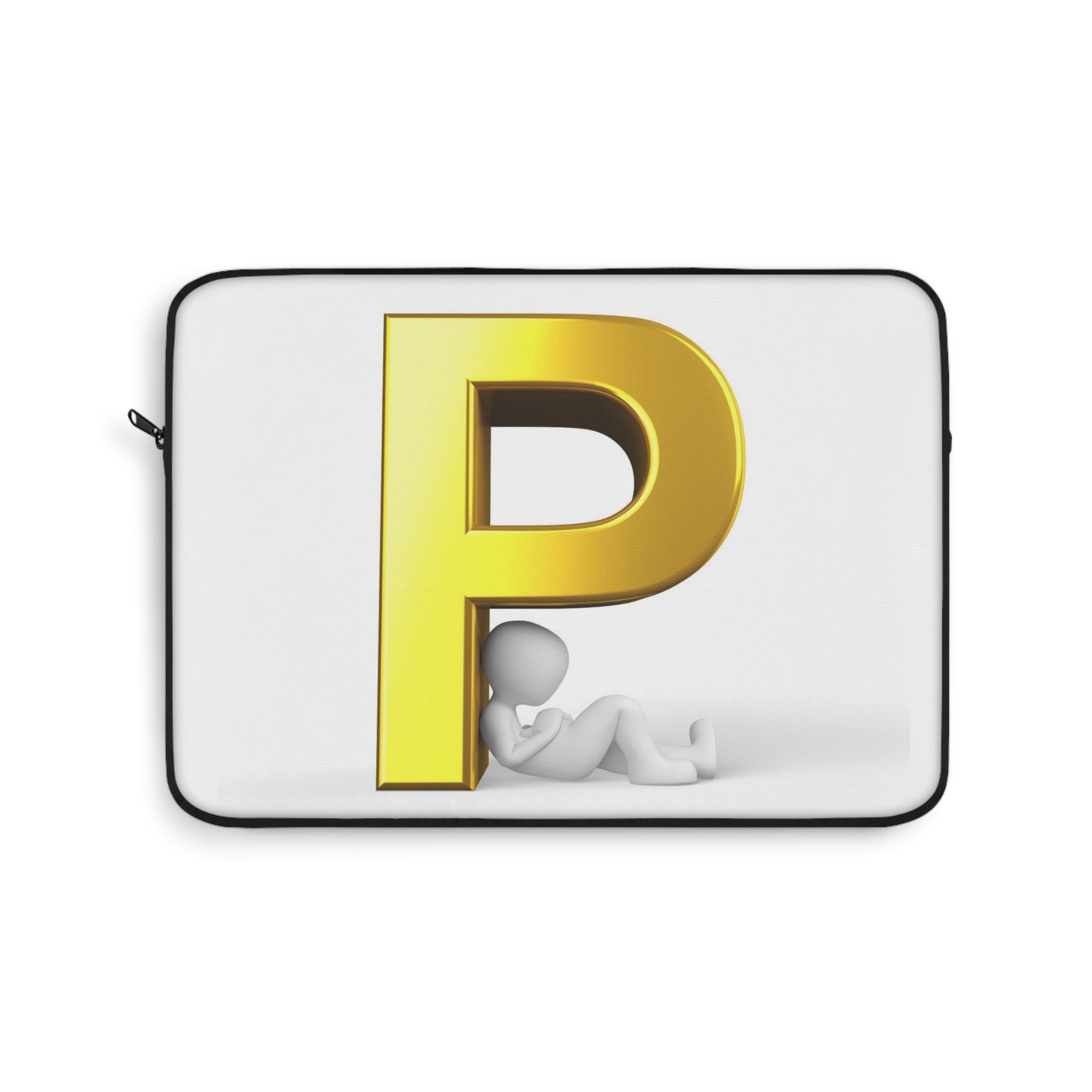 Gold Letter P Initial Laptop Sleeve | Monogram P Tech Case
