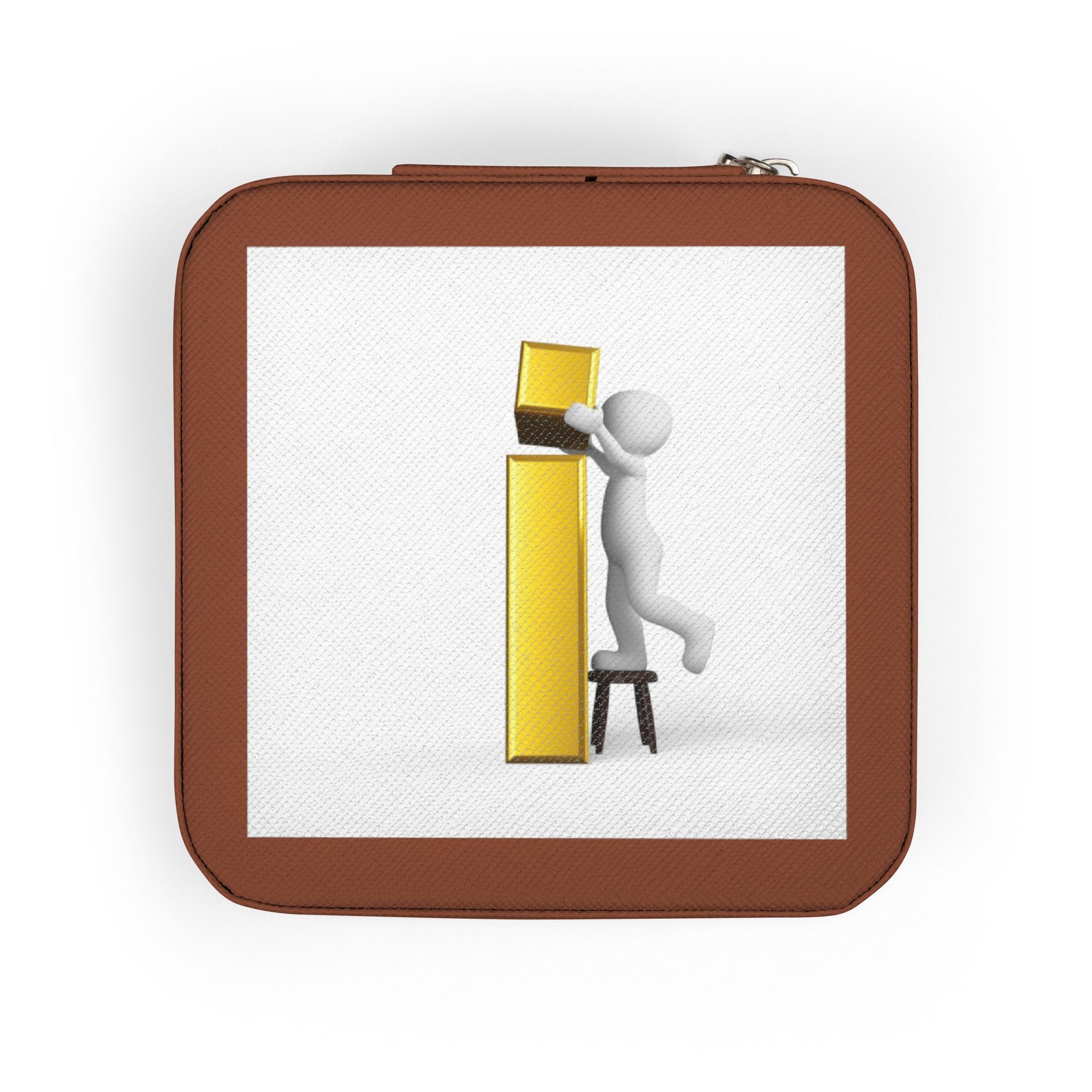 Minimalist 3D Figure Monogram Jewelry Travel Case | Compact Velvet Organizer