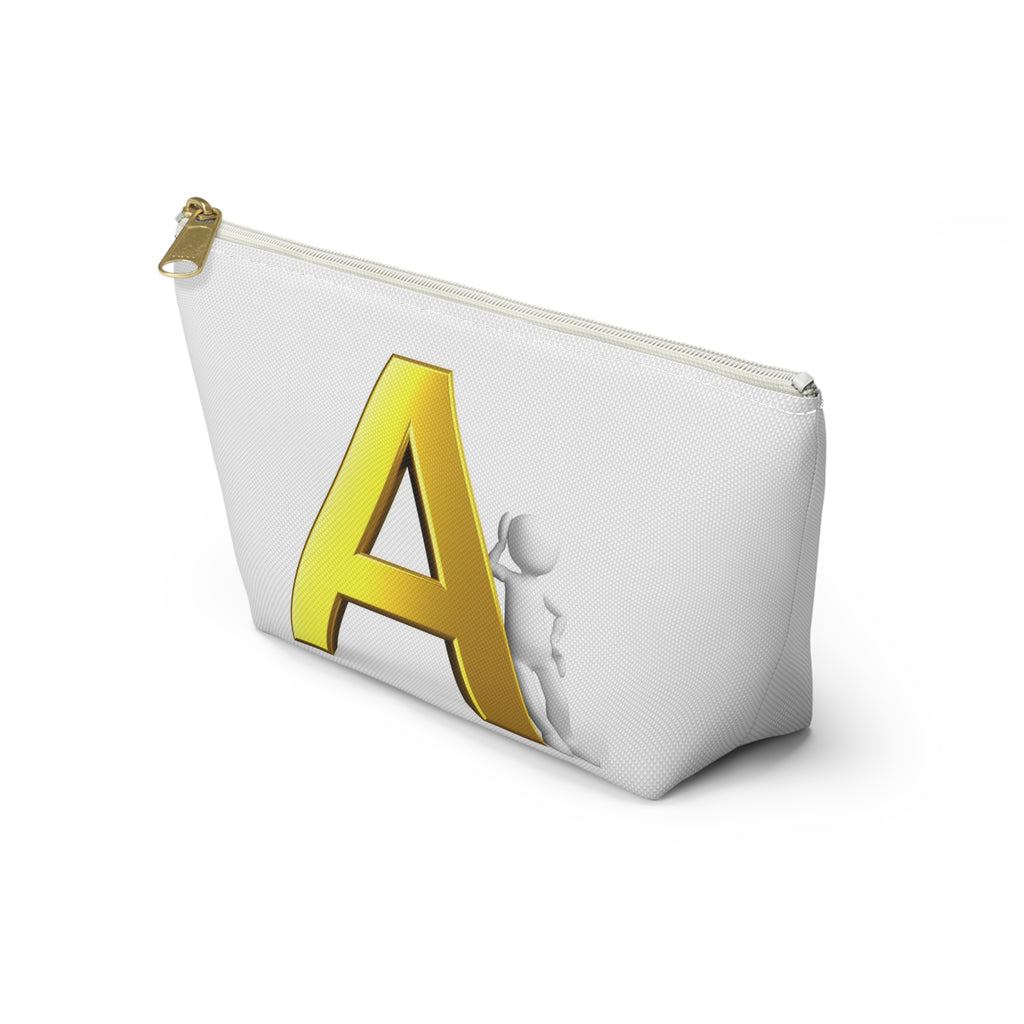 Gold Letter A Monogram Accessory Pouch | T-Bottom Cosmetic Bag