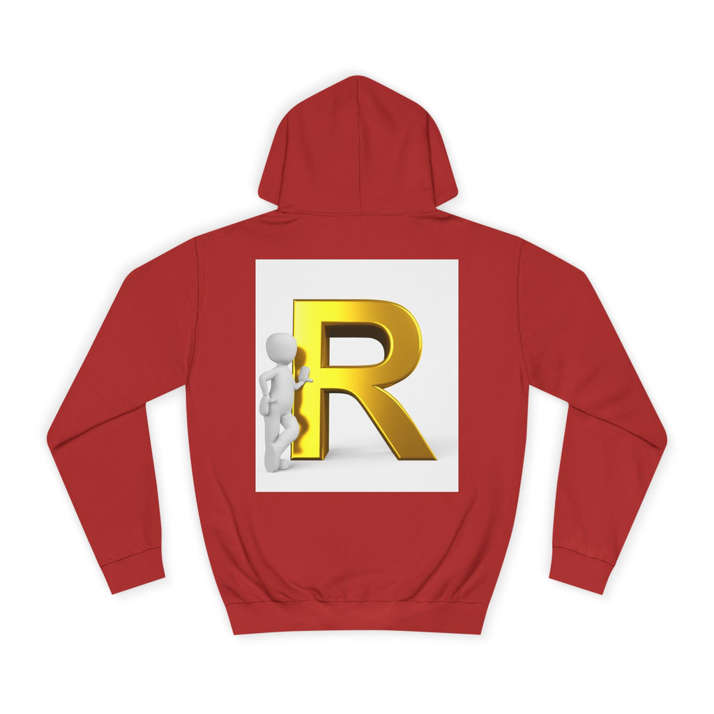 Gold Letter R Hoodie | 3D Character Leaning on R