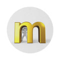 Gold Letter M Monogram Round Rug | Modern Alphabet Initial Floor Mat