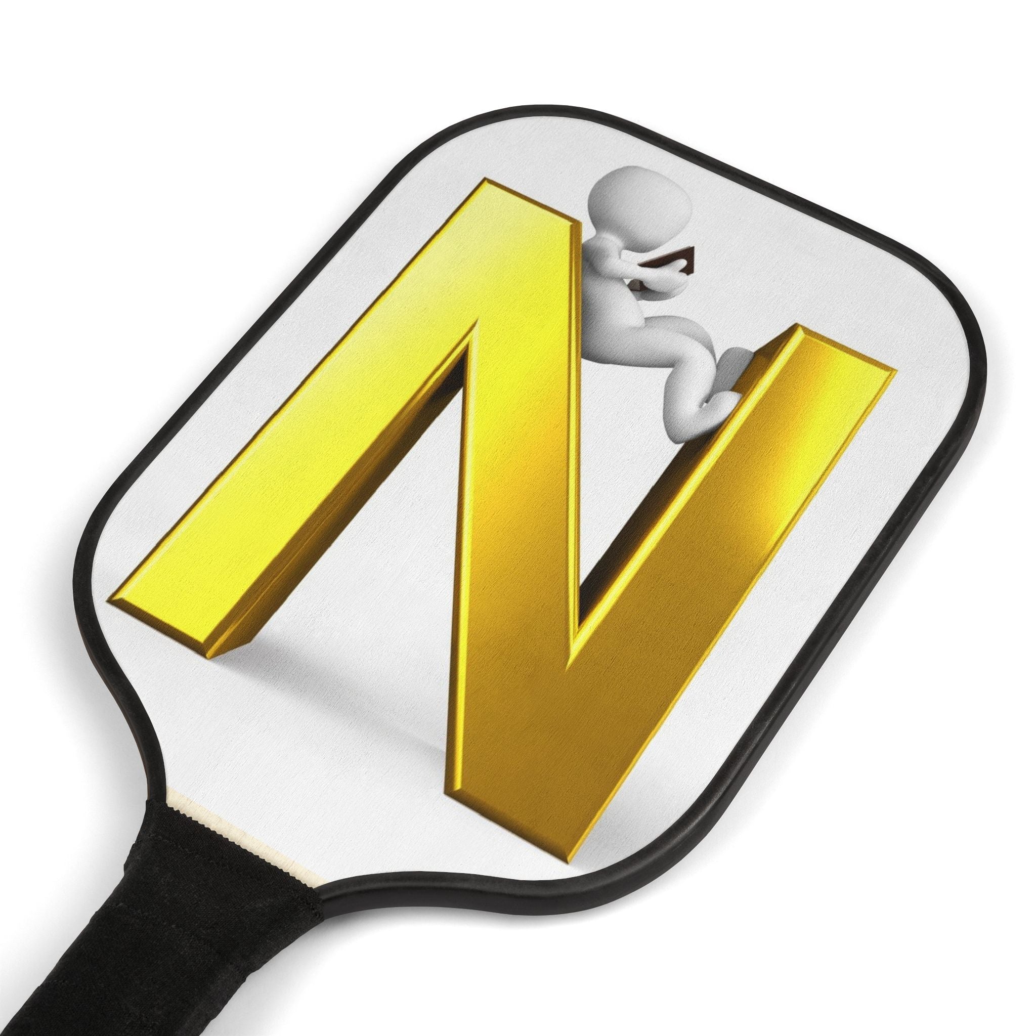 Gold Letter N Pickleball Paddle Set | Pickleball Kit, Initials Paddle with Balls
