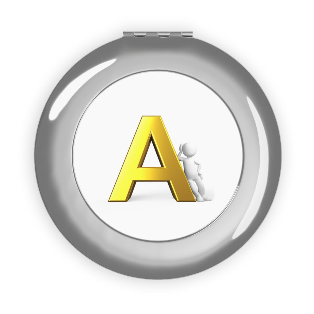 Gold Letter A Initial Compact Travel Mirror | Monogram Makeup Mirror