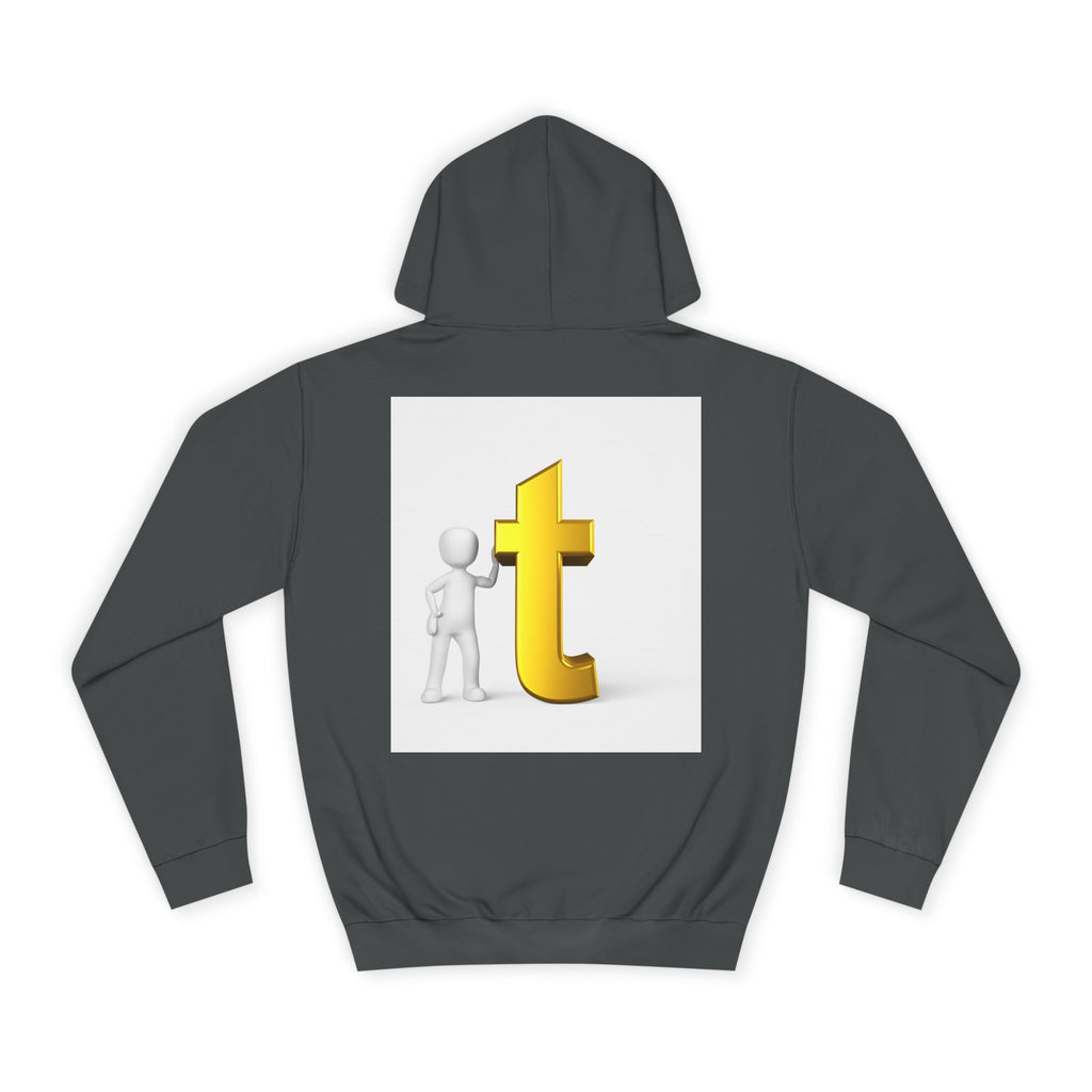 3D Gold Letter T Hoodie | Minimal Letterman Initial Sweatshirt