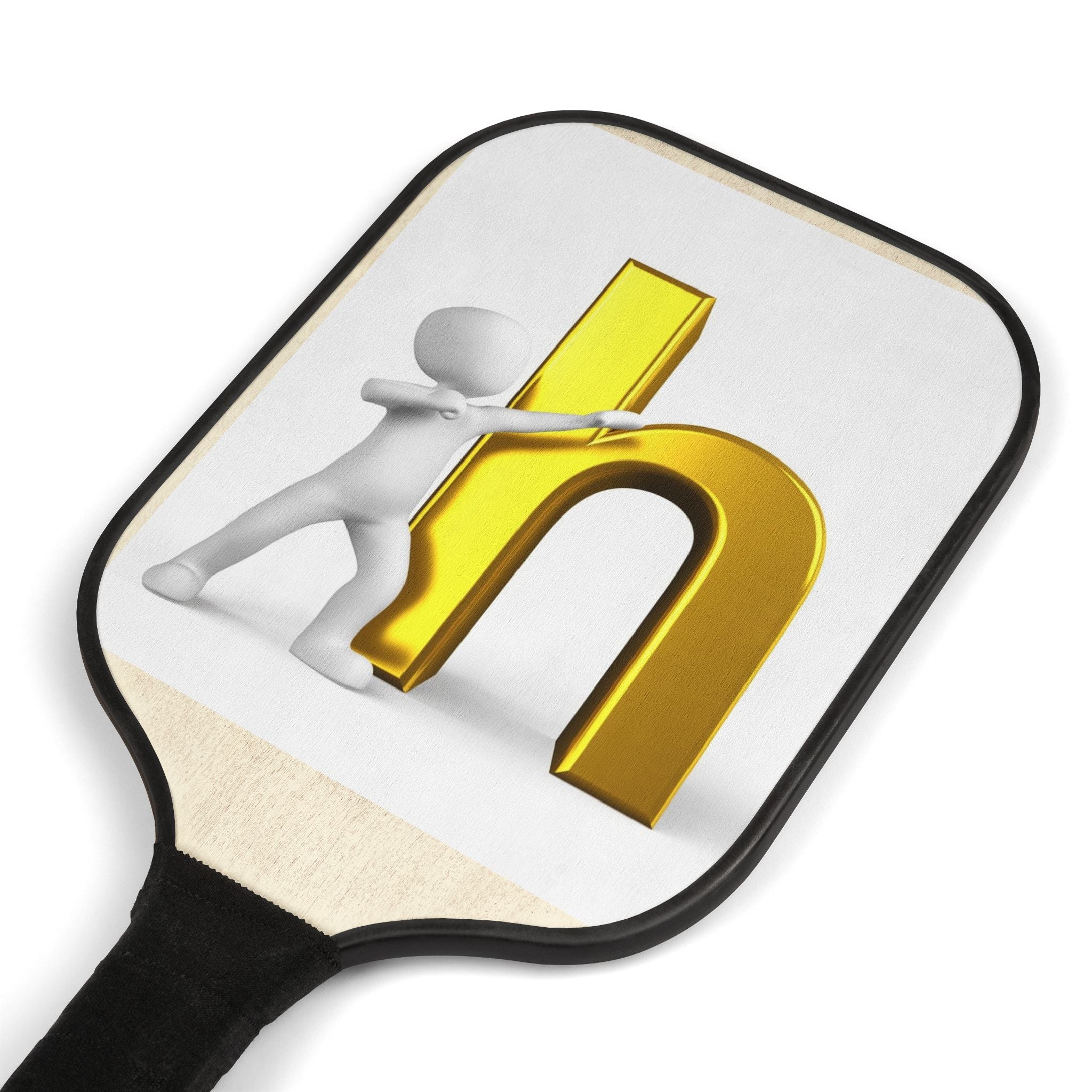 3D Figure Pushing Gold Letter H Pickleball Paddle Kit | Paddle Set with Balls