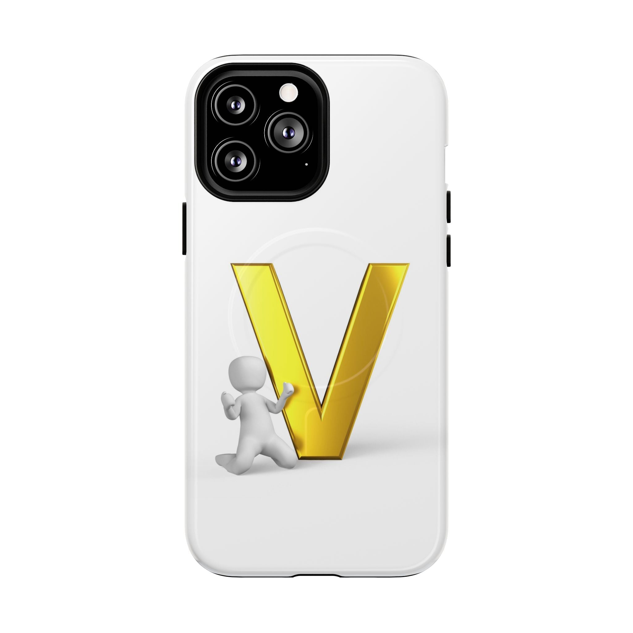 Coque de téléphone à monogramme lettre V dorée | Coque magnétique résistante