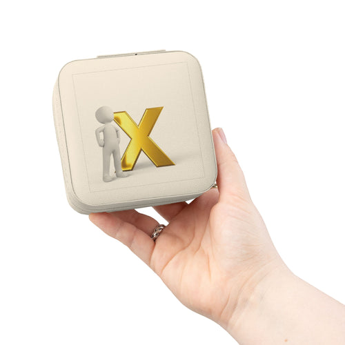 Étui de voyage pour bijoux monogramme 3D Gold X | Organisateur compact en similicuir