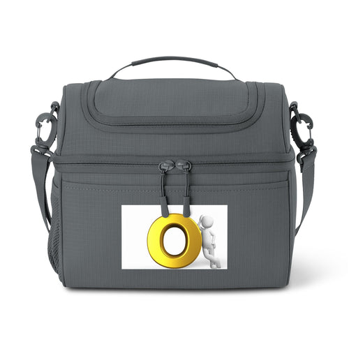 Personne 3D poussant un sac isotherme "O" en or | Sac à déjeuner isotherme
