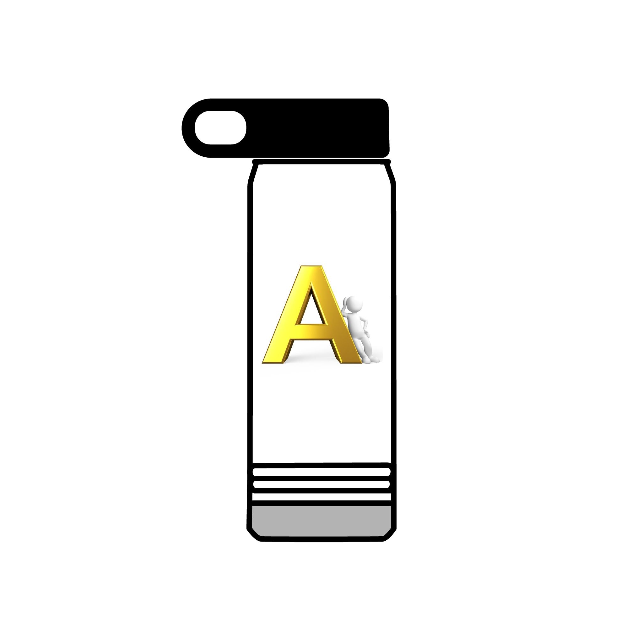 Bouteille d'eau Monogramme Lettre A Or | 590 ml