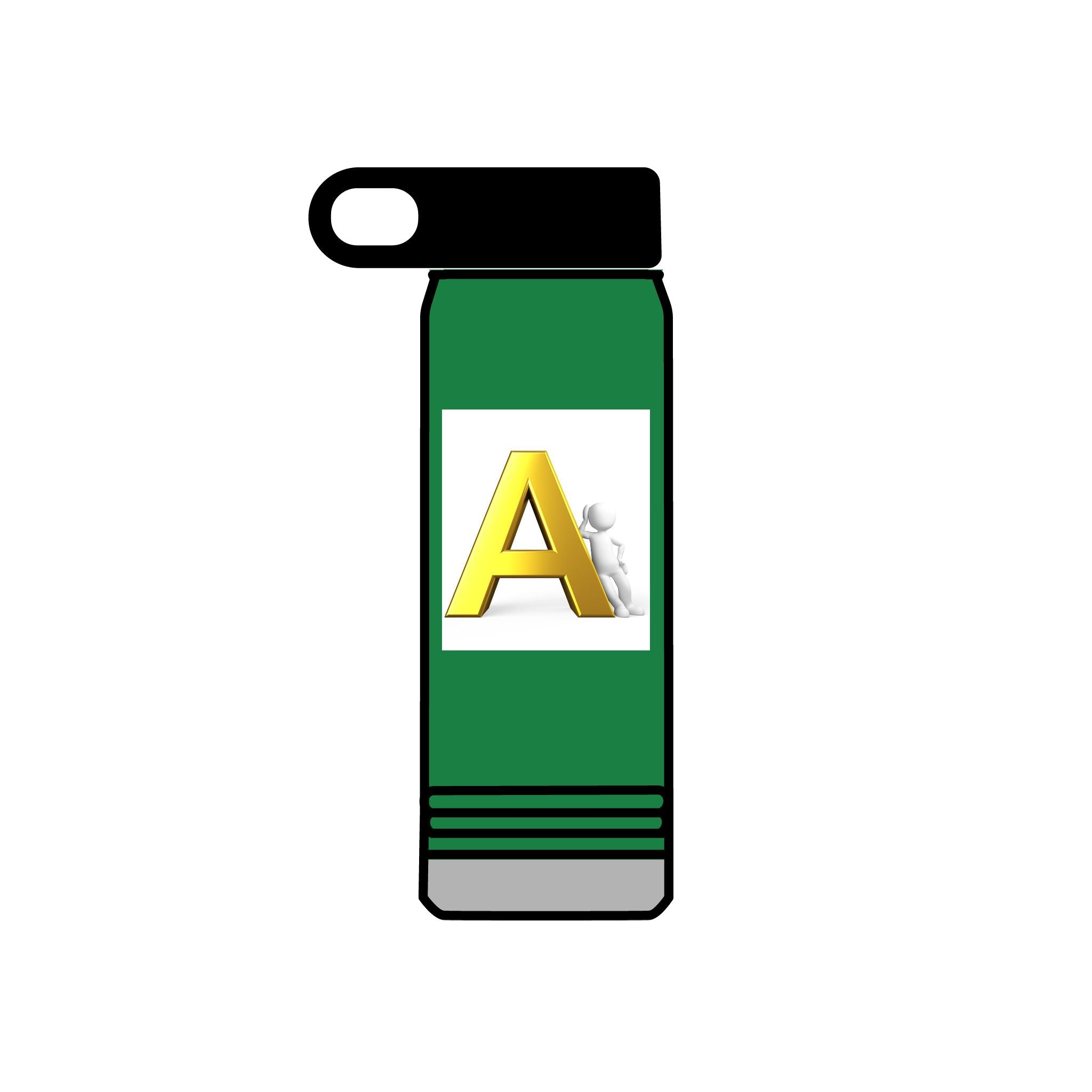 Bouteille d'eau Monogramme Lettre A Or | 590 ml