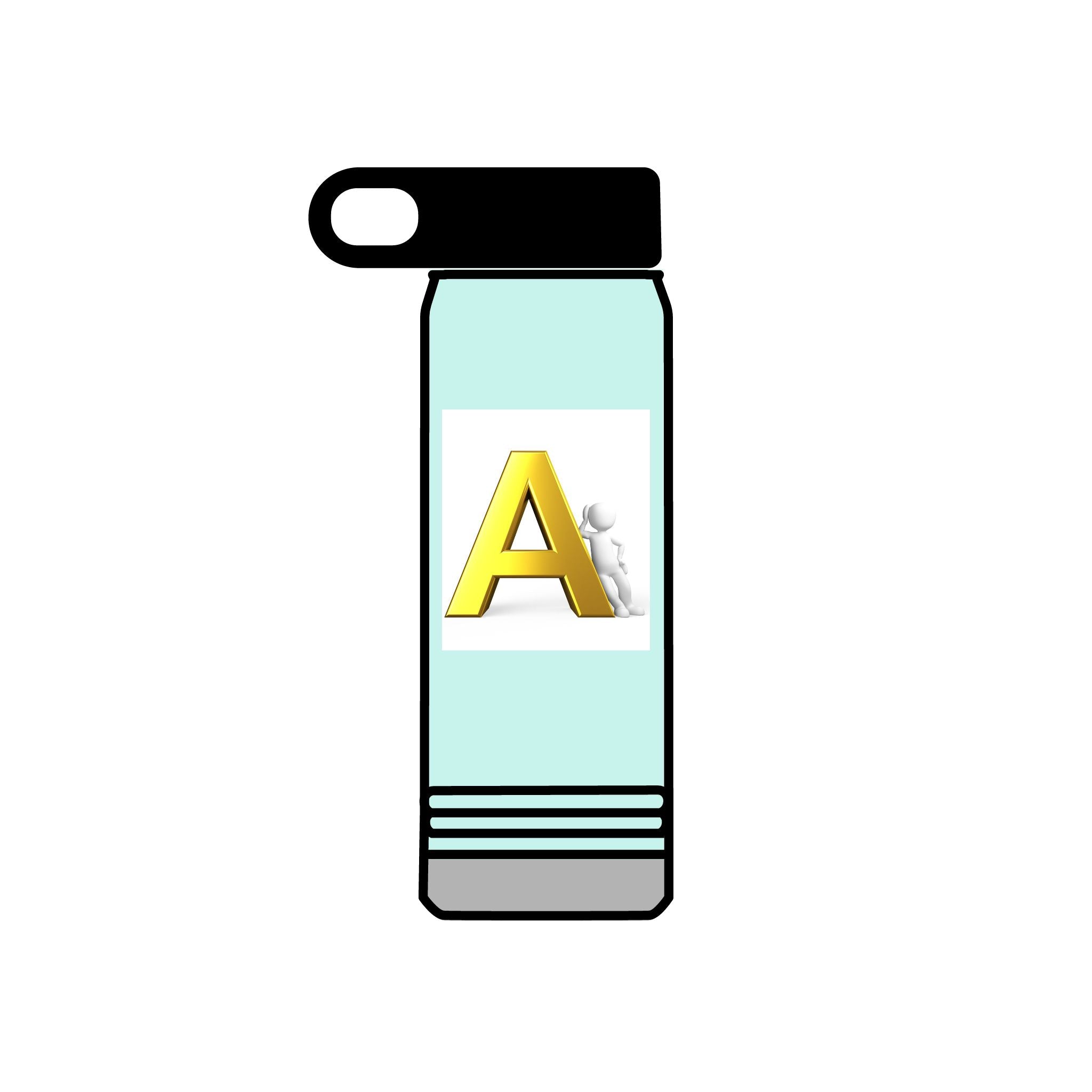 Bouteille d'eau Monogramme Lettre A Or | 590 ml