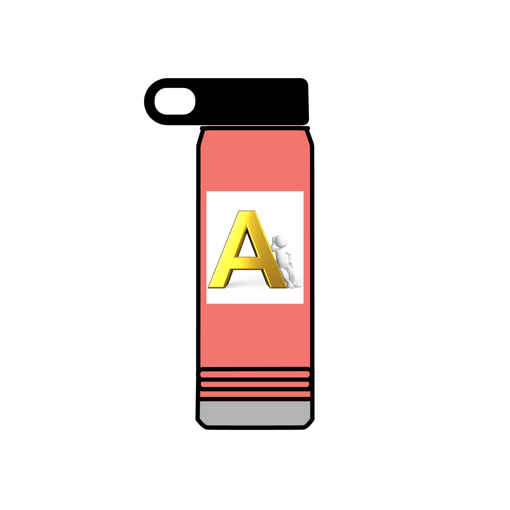 Bouteille d'eau Monogramme Lettre A Or | 590 ml