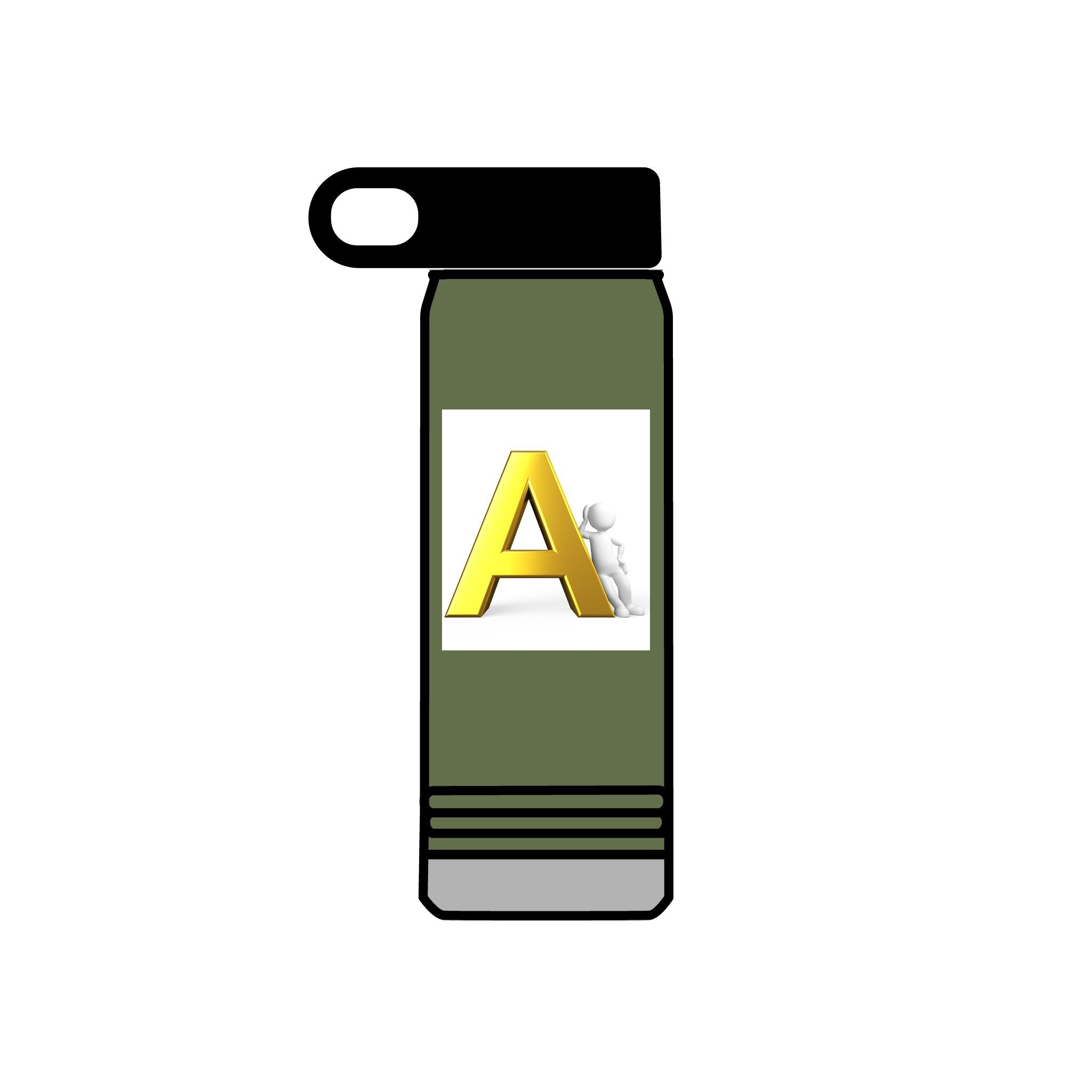 Bouteille d'eau Monogramme Lettre A Or | 590 ml