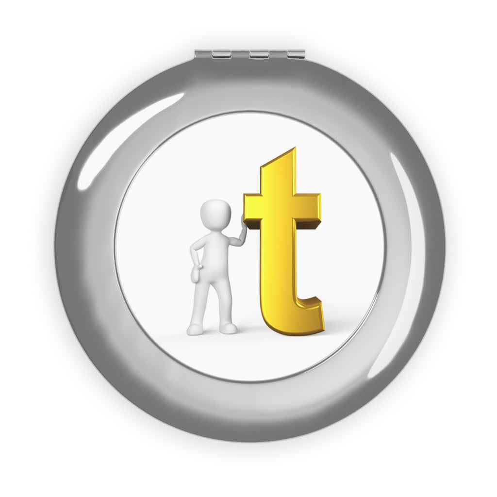 Gold Letter T Logo compact travel mirror | Pocket Mirror