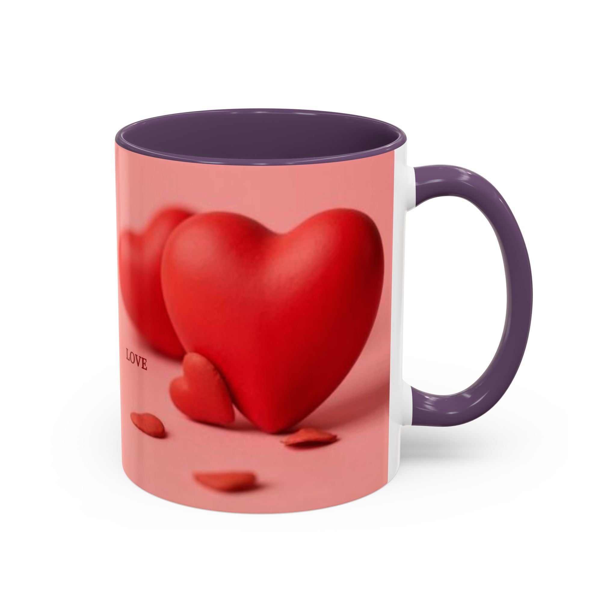 Red Heart Love Design Accent Coffee Mug | Valentine Heart Ceramic Mug