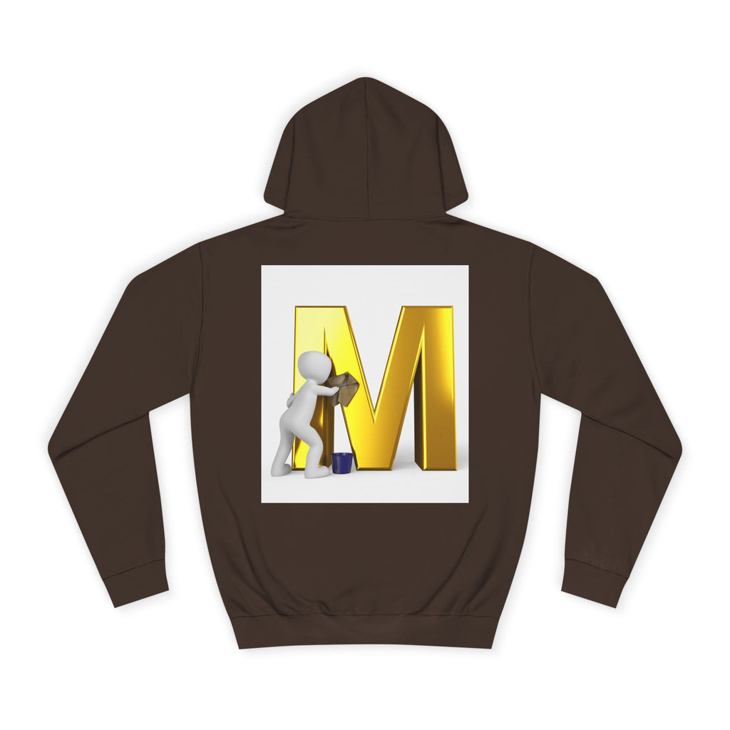 Gold Letter M with Figure Hoodie | Monogram Initial M Sweatshirt