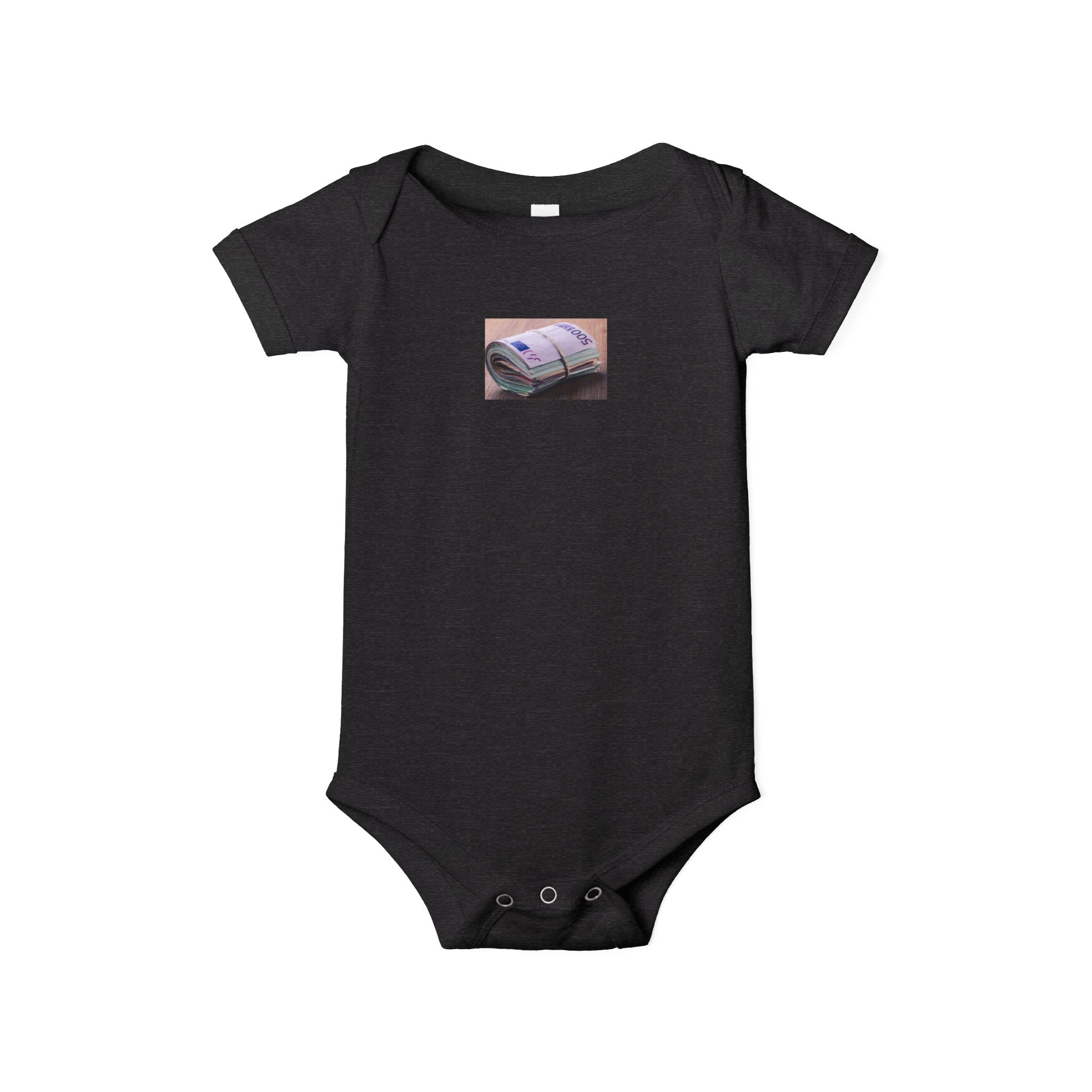 Grenouillère bébé motif pile de billets | Body imprimé argent