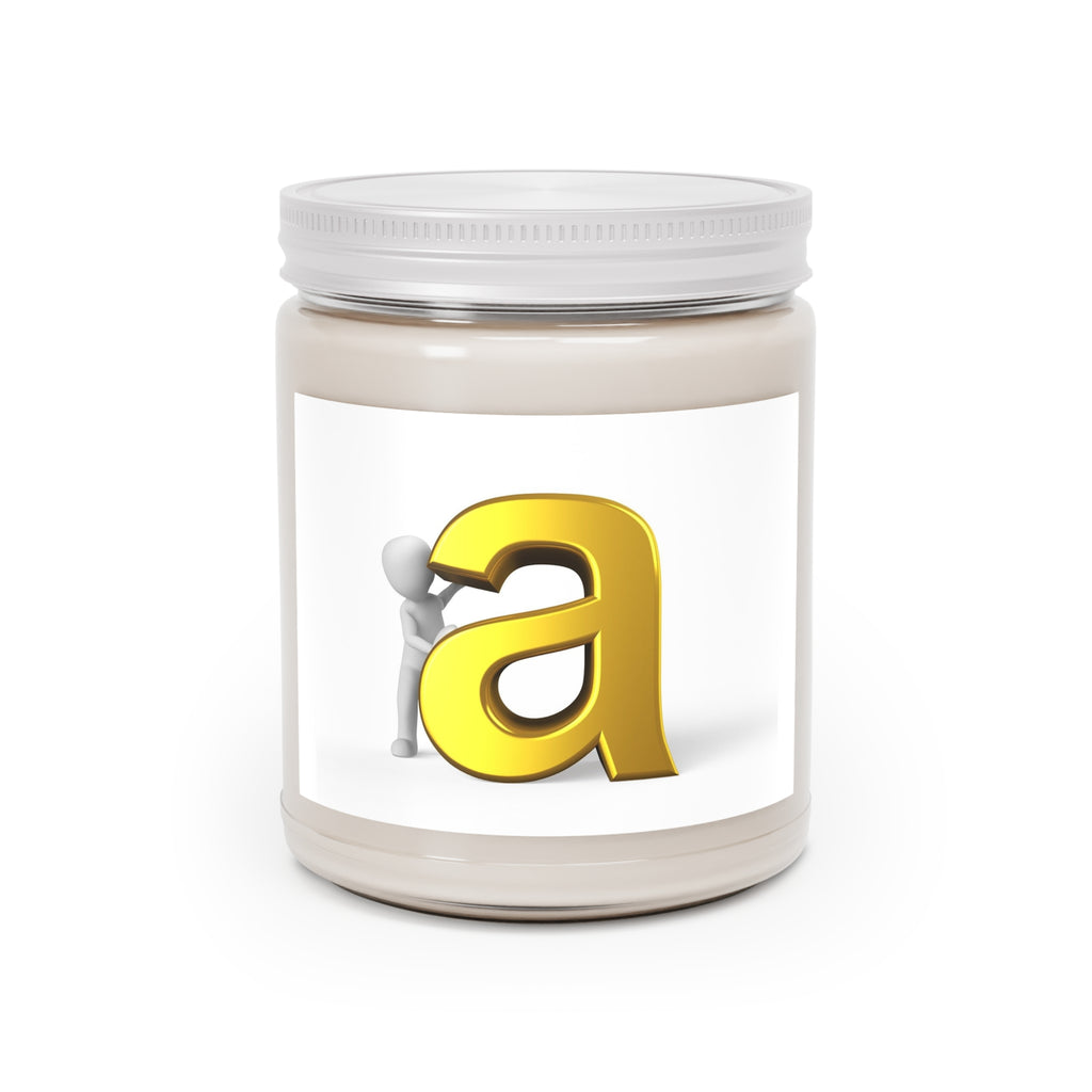 Gold Letter A Initial Candle 9oz Soy Candle with White Lid | Monogram Letter A Candle