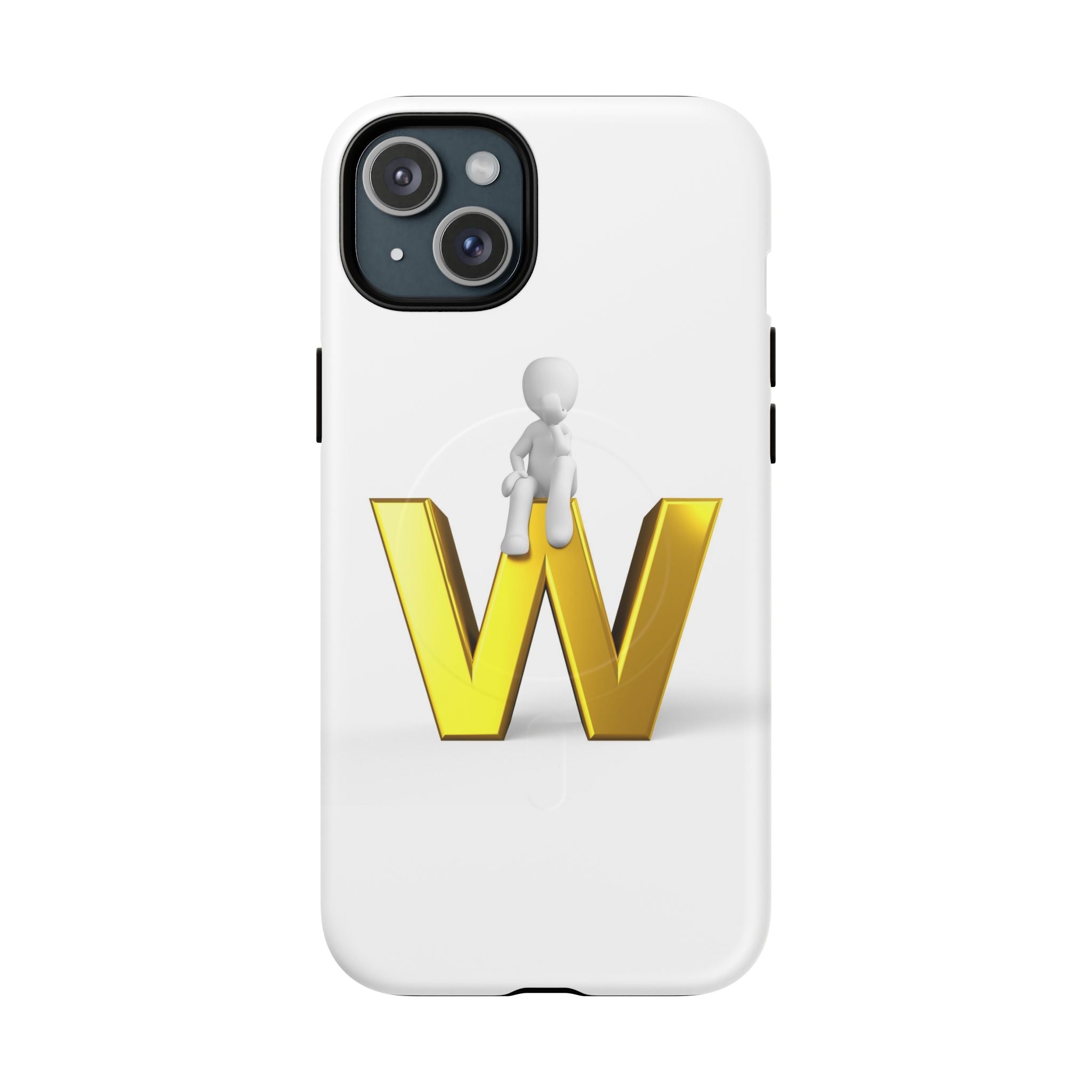 Coque de téléphone magnétique robuste avec figurine 3D sur fond doré