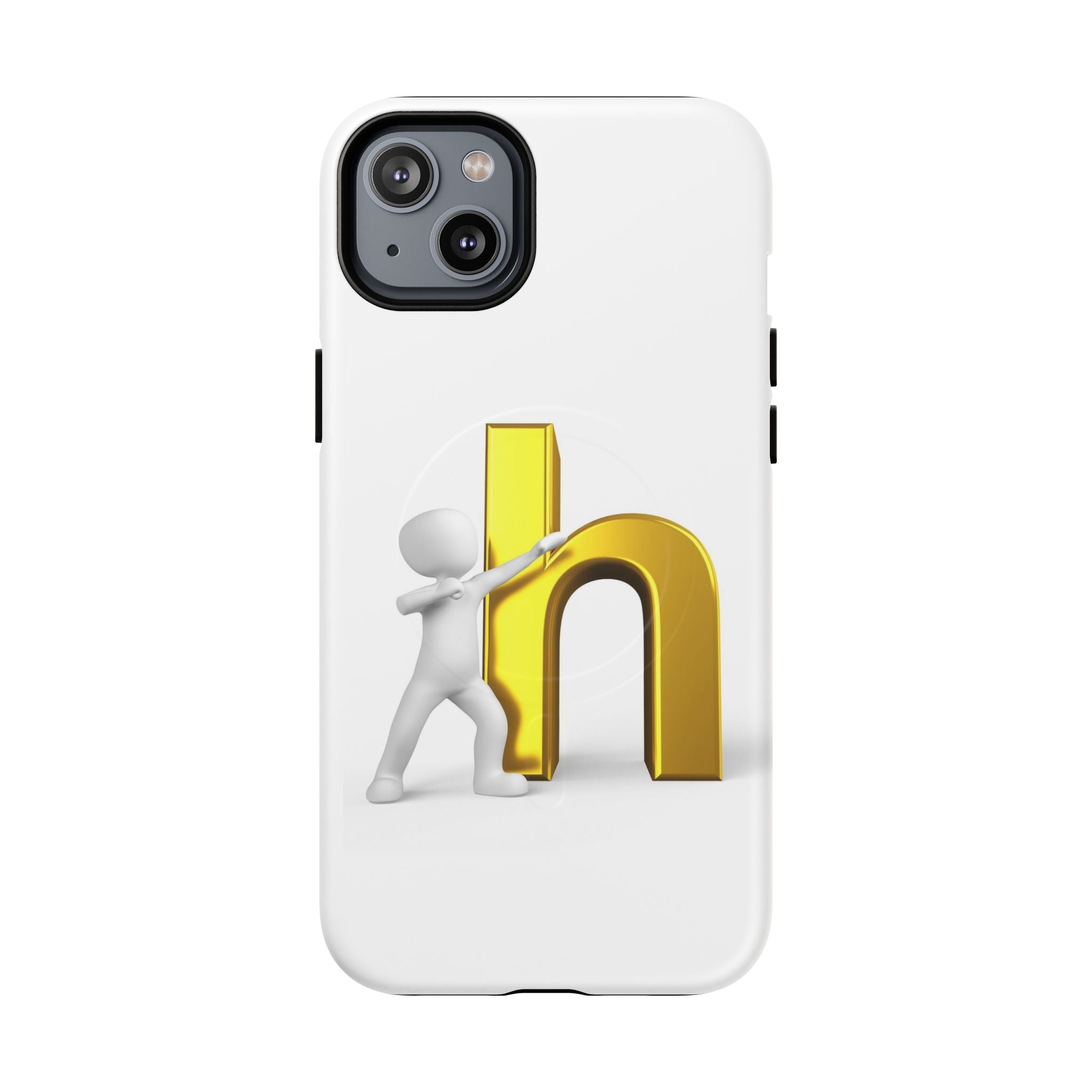 Coque de téléphone 3D avec lettre H dorée poussée | Coque magnétique robuste
