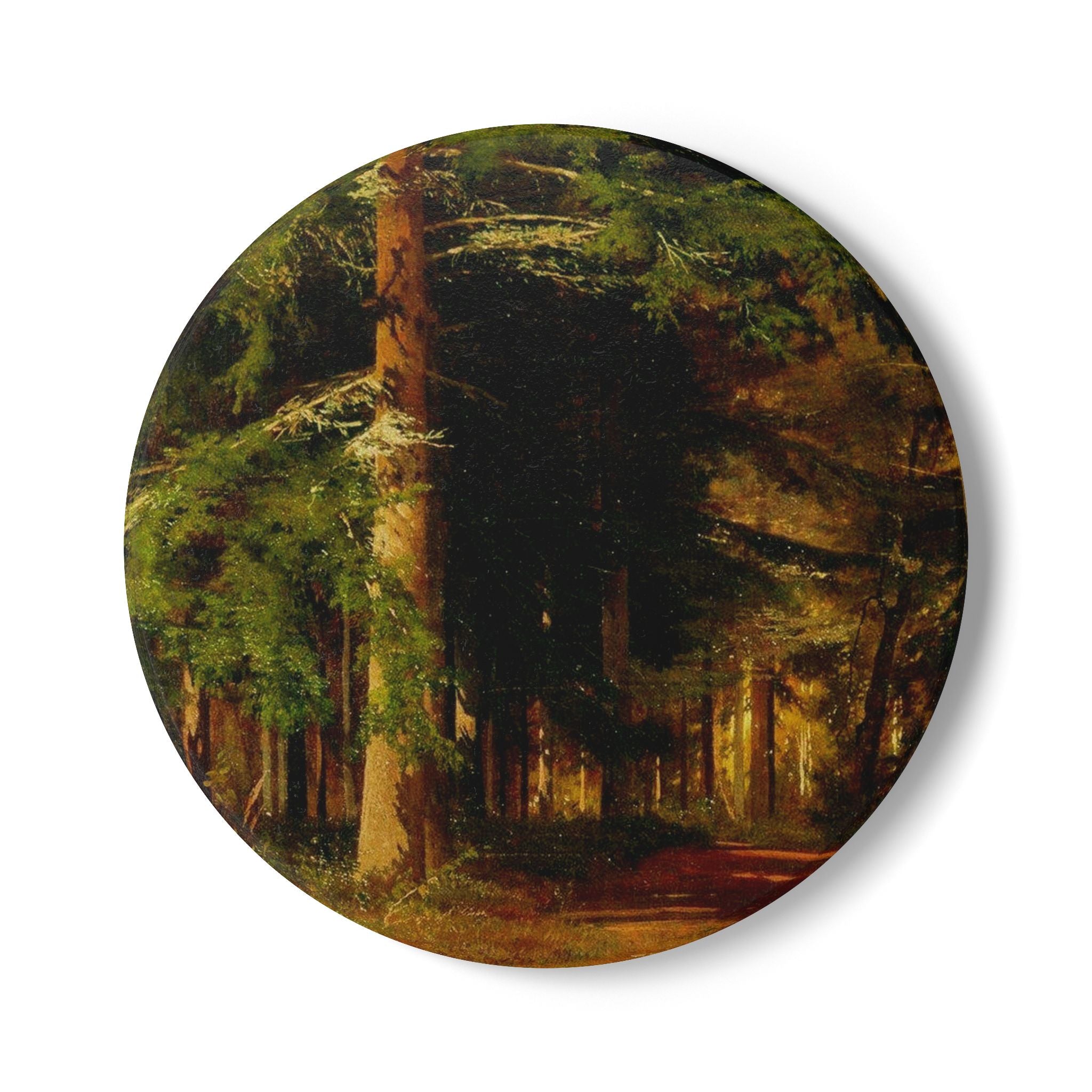 Forest Path Painting Ceramic Coaster | Woodland Trees Nature Scene