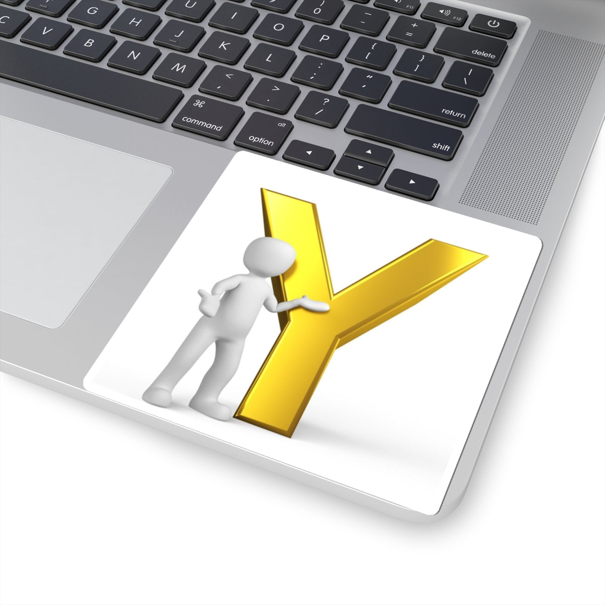 Gold Letter Y with 3D Figure Sticker | Kiss-Cut Sticker