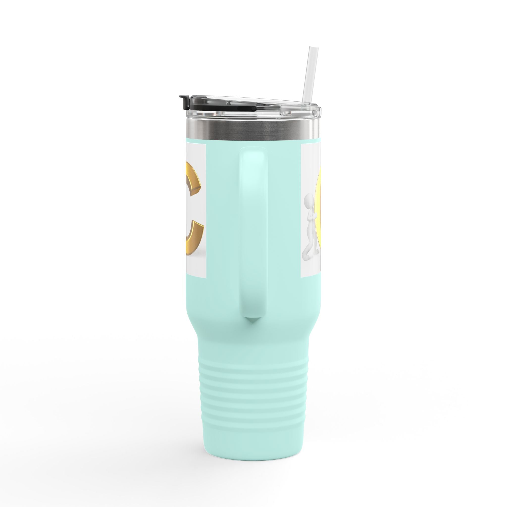 3D Gold Letter C Initial Travel Mug | 40oz Insulated Tumbler