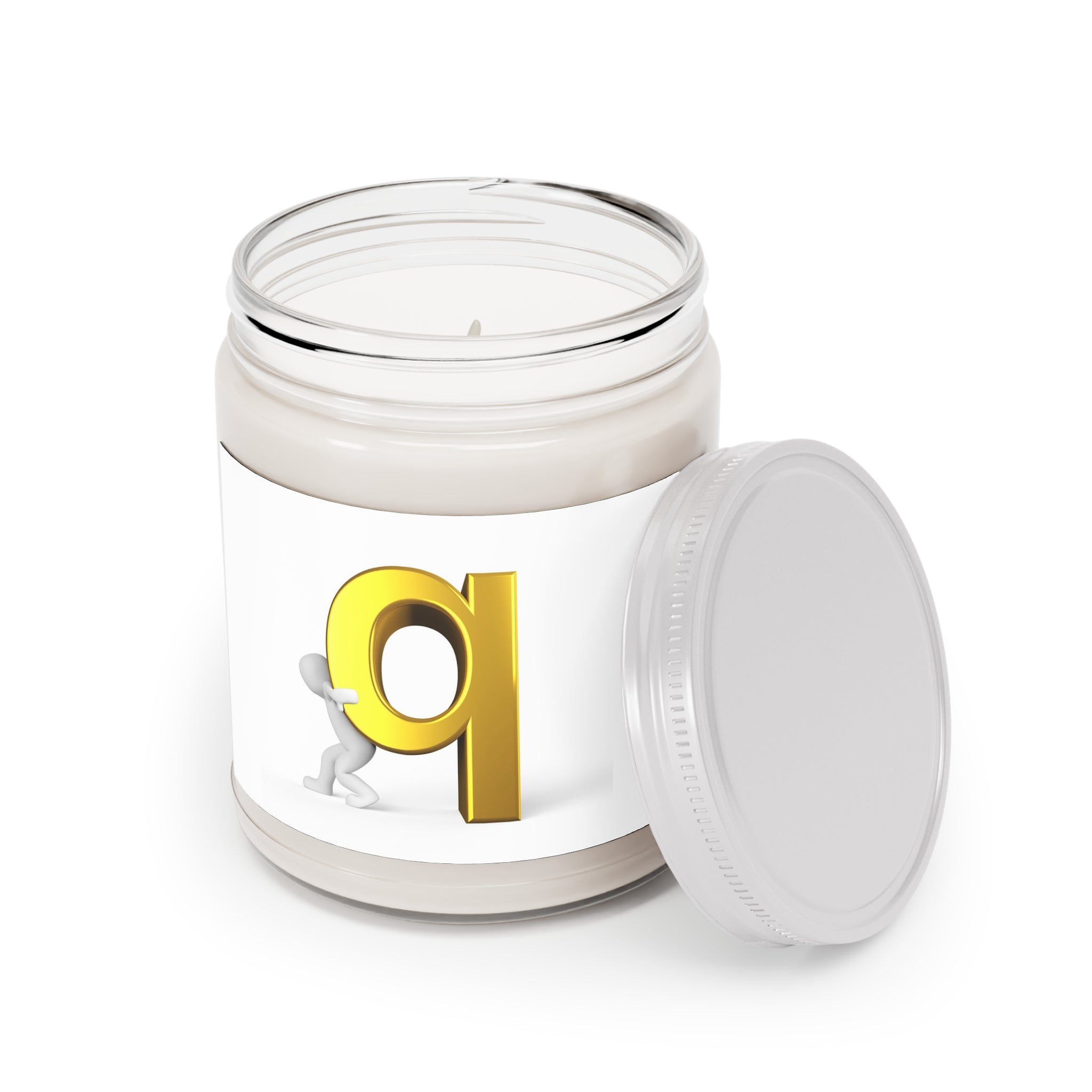 Gold Letter Q Illustration Candle | 9oz Soy Jar with White Lid