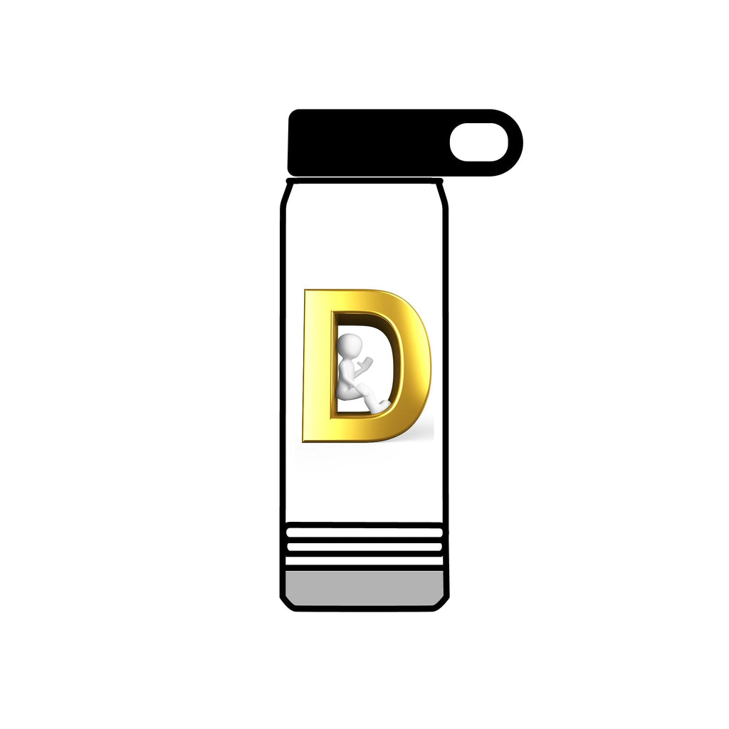 Gold Letter D Monogram Water Bottle | 20oz Initial Bottle