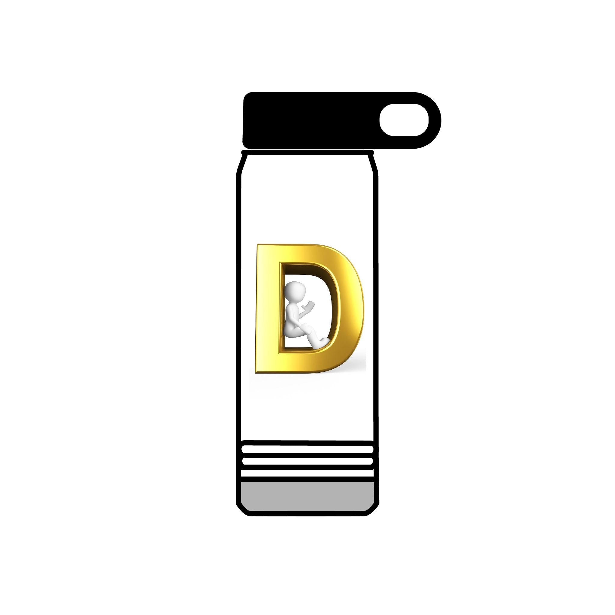Gold Letter D Monogram Water Bottle | 20oz Initial Bottle