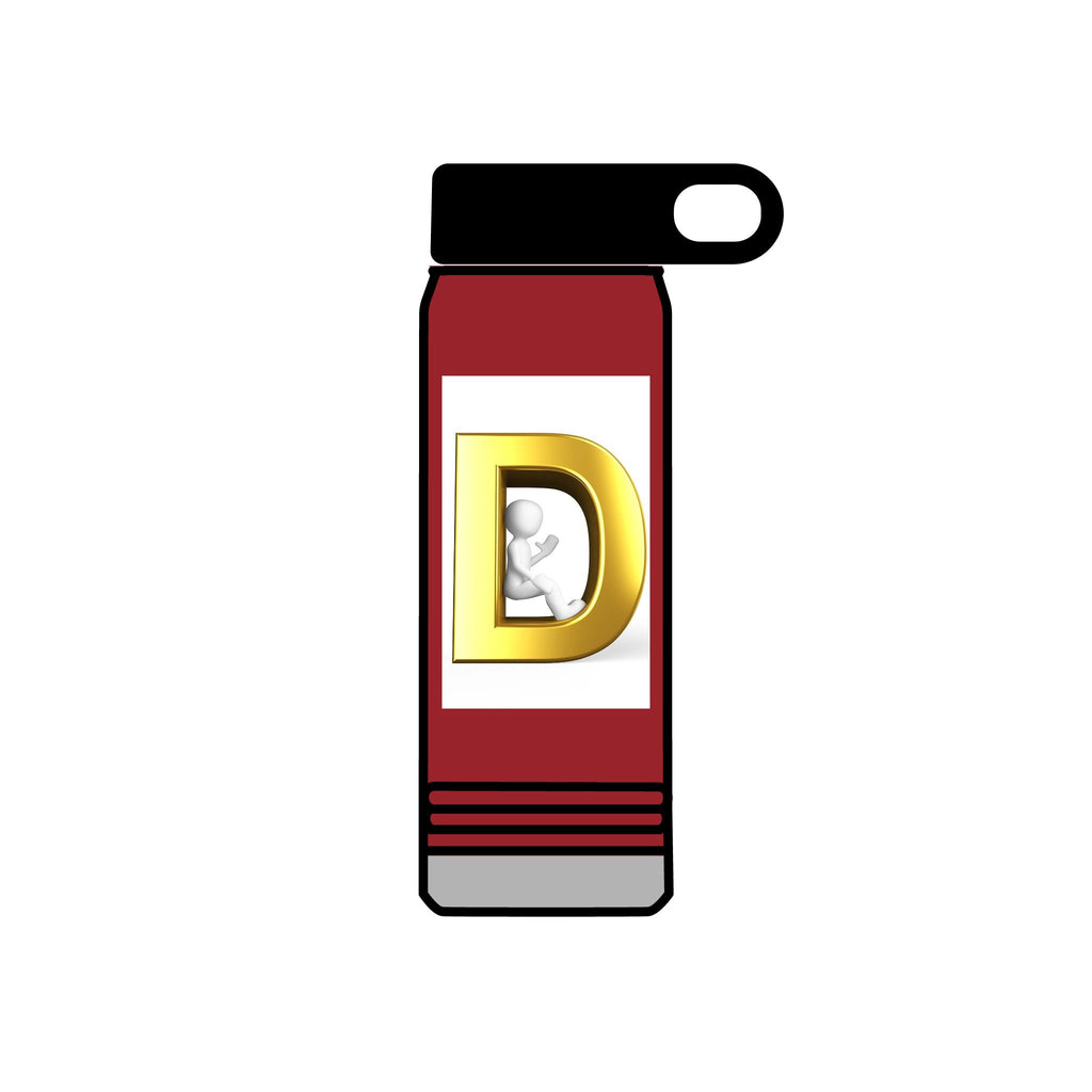 Gold Letter D Monogram Water Bottle | 20oz Initial Bottle