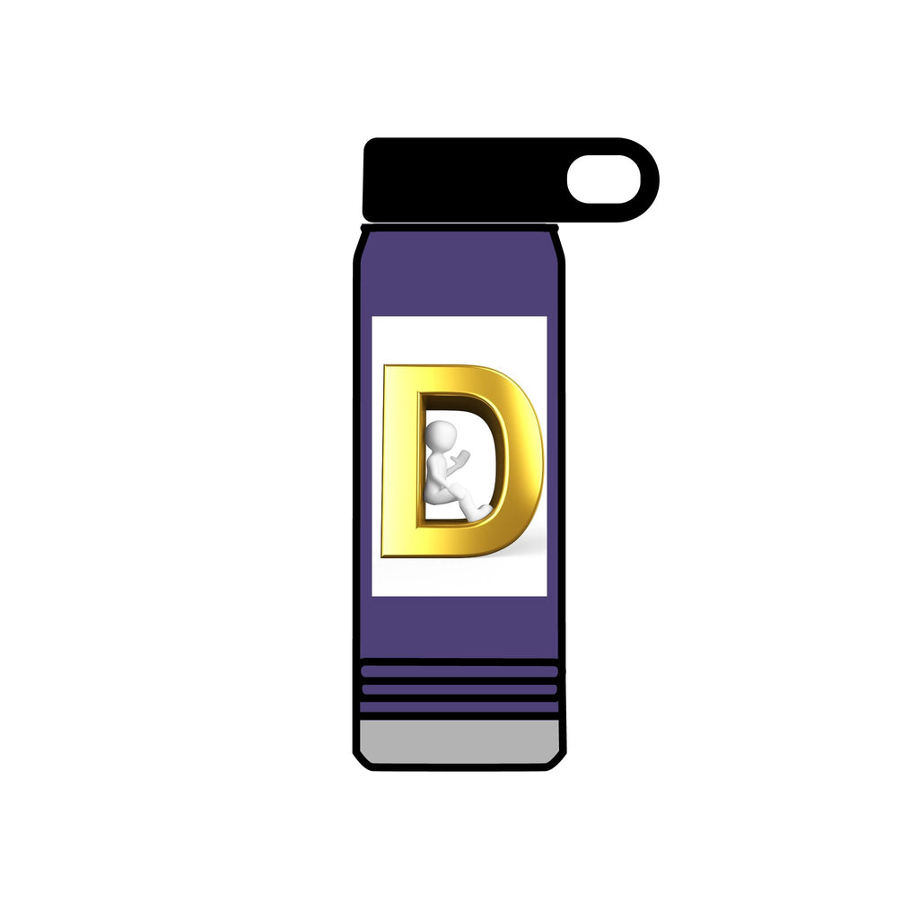 Gold Letter D Monogram Water Bottle | 20oz Initial Bottle