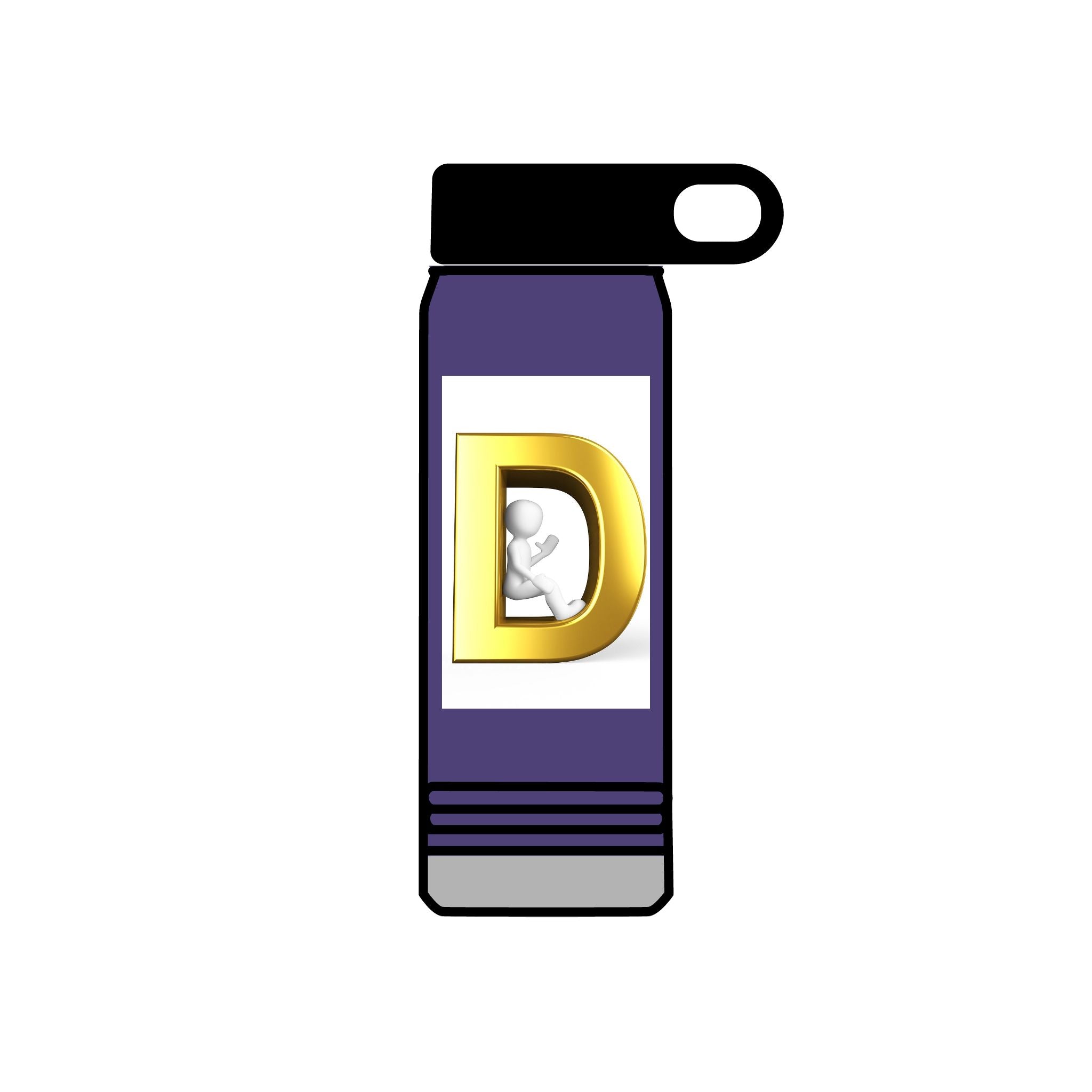 Gold Letter D Monogram Water Bottle | 20oz Initial Bottle