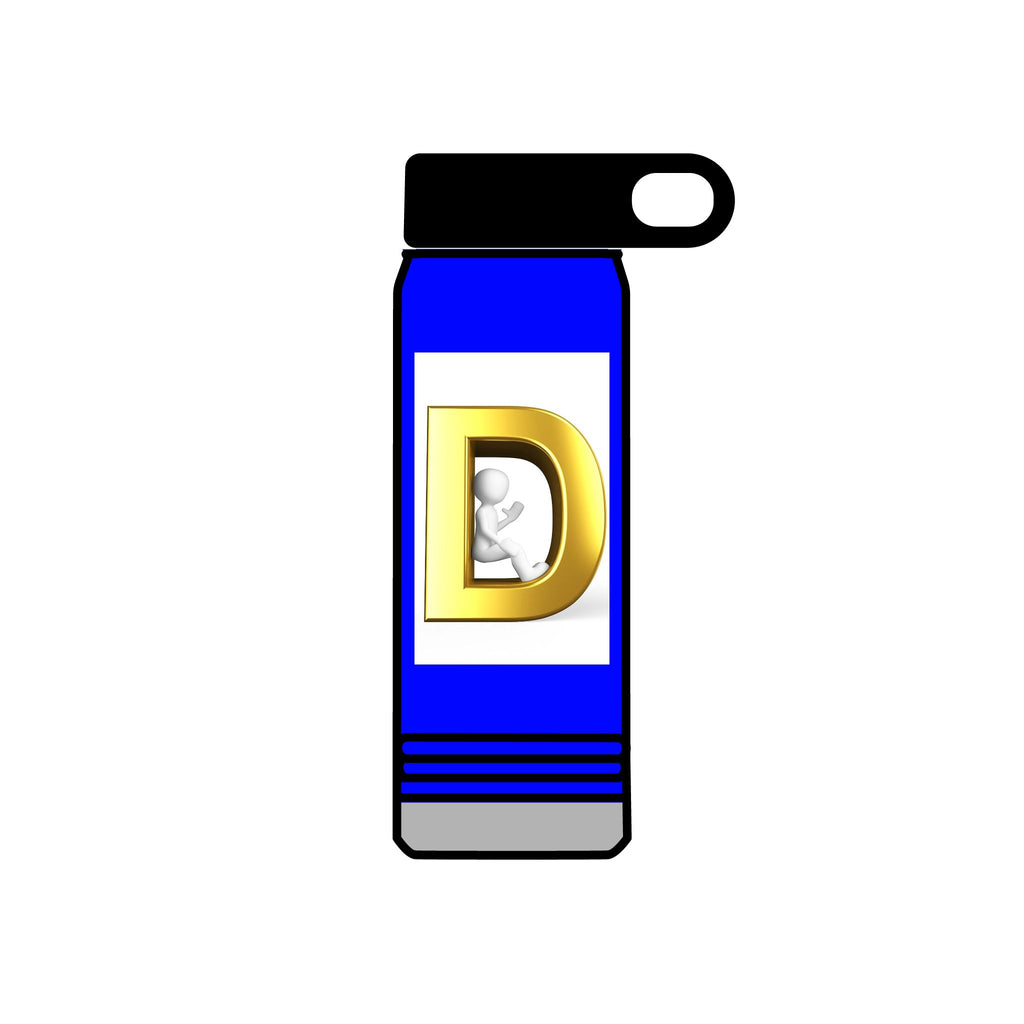 Gold Letter D Monogram Water Bottle | 20oz Initial Bottle