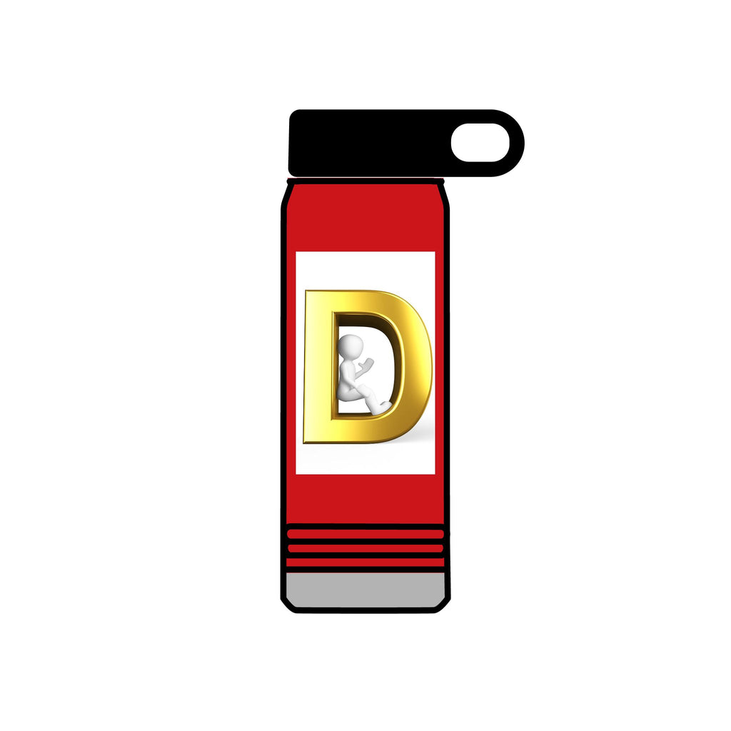 Gold Letter D Monogram Water Bottle | 20oz Initial Bottle