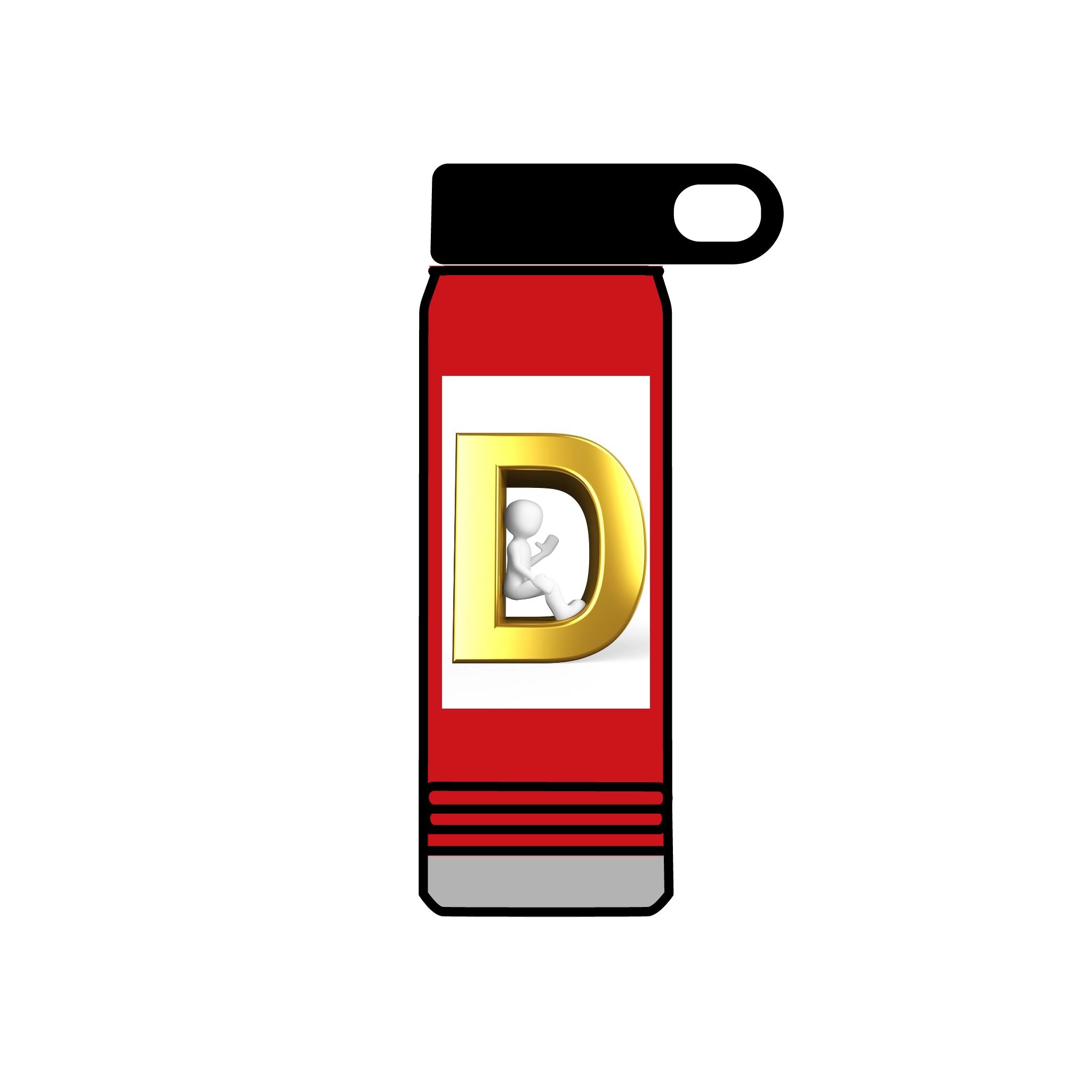 Gold Letter D Monogram Water Bottle | 20oz Initial Bottle