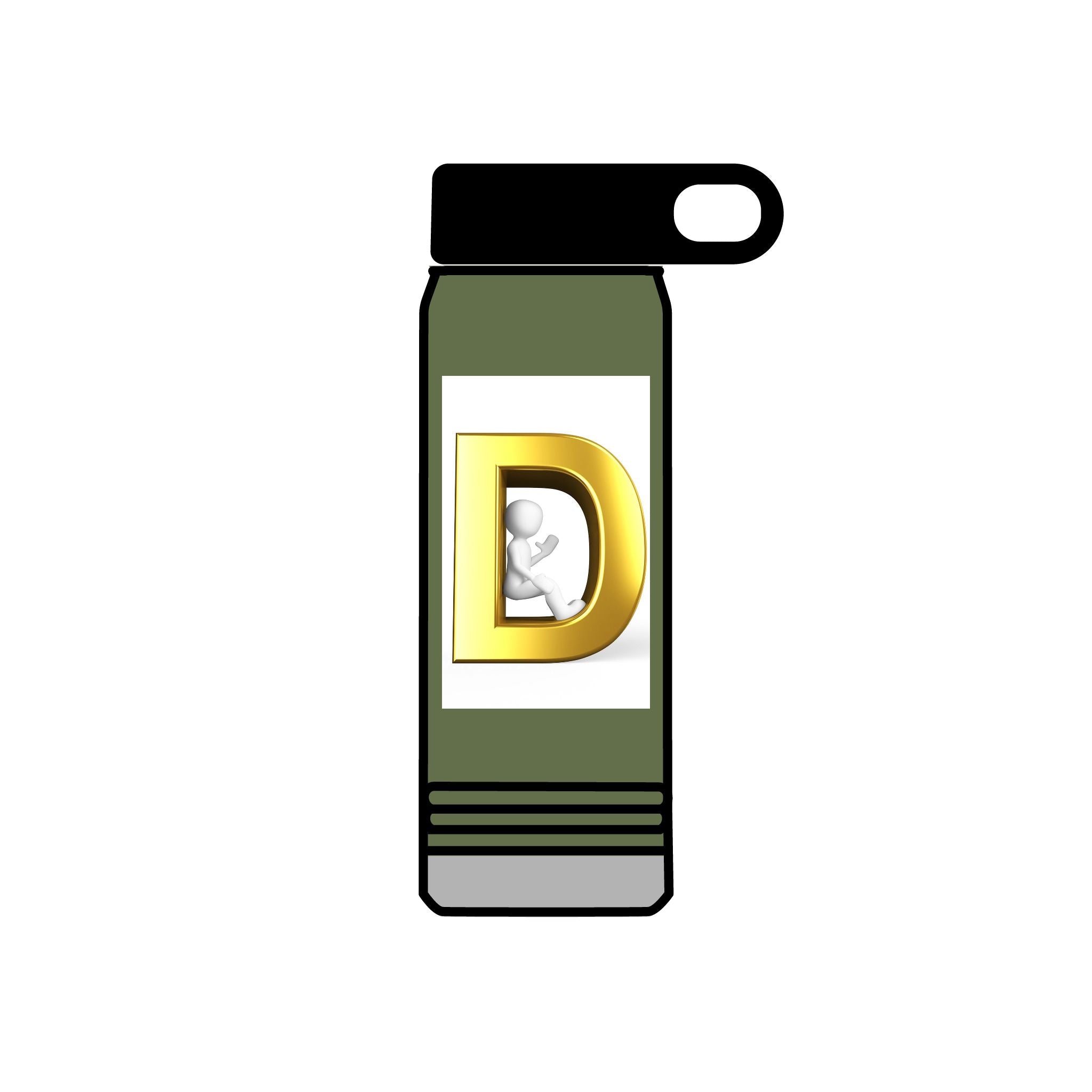 Gold Letter D Monogram Water Bottle | 20oz Initial Bottle