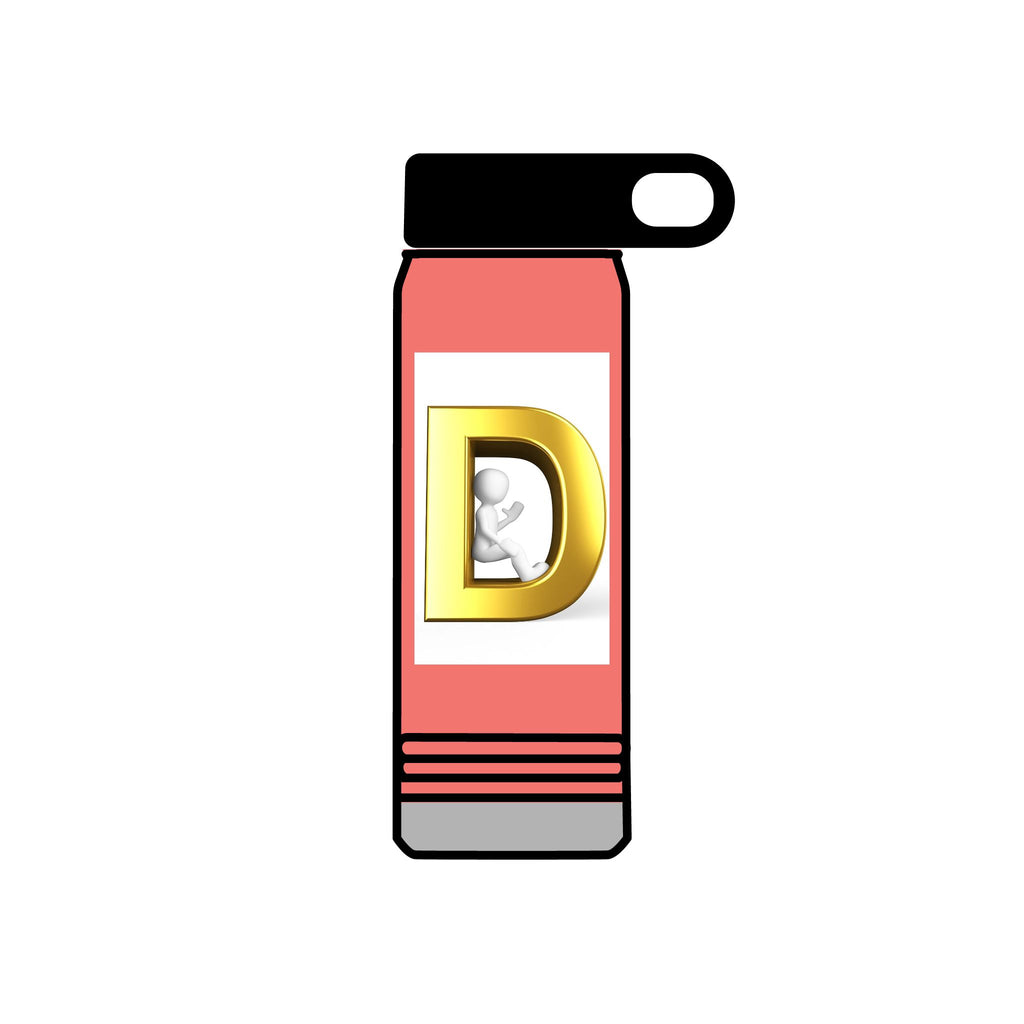 Gold Letter D Monogram Water Bottle | 20oz Initial Bottle