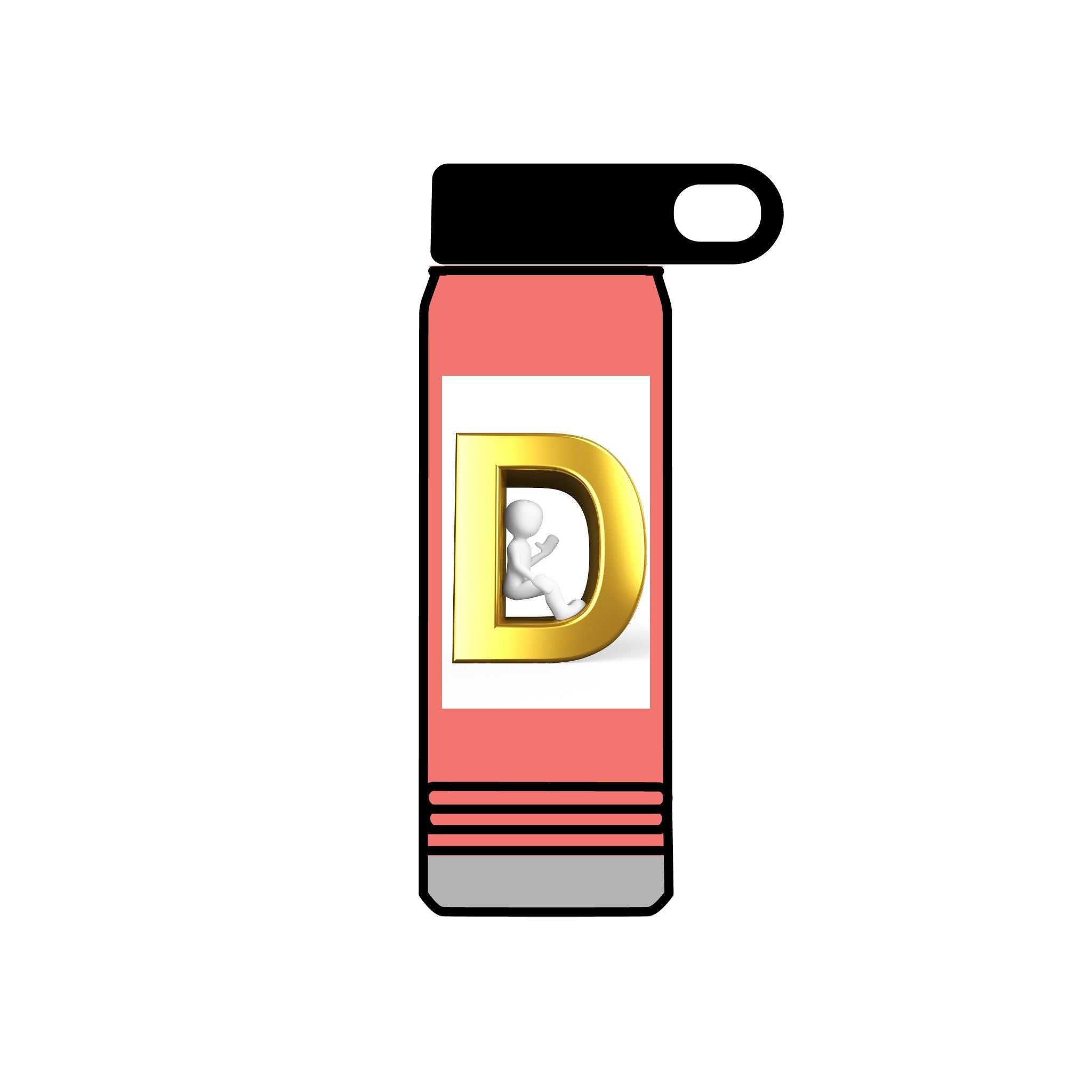 Gold Letter D Monogram Water Bottle | 20oz Initial Bottle