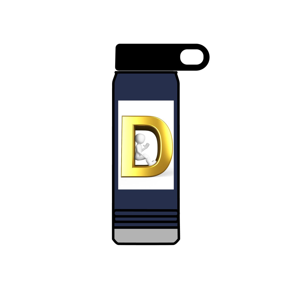 Gold Letter D Monogram Water Bottle | 20oz Initial Bottle