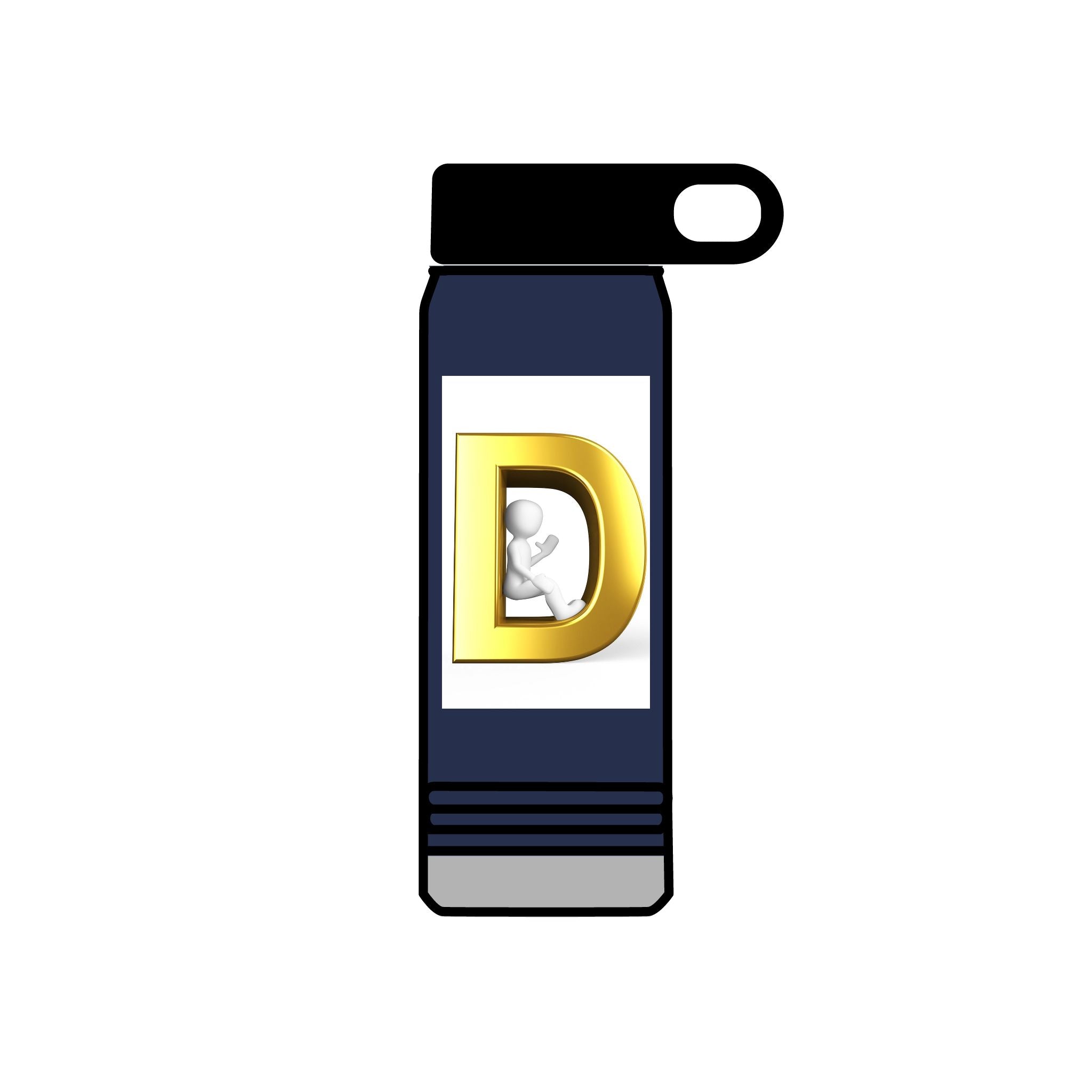 Gold Letter D Monogram Water Bottle | 20oz Initial Bottle