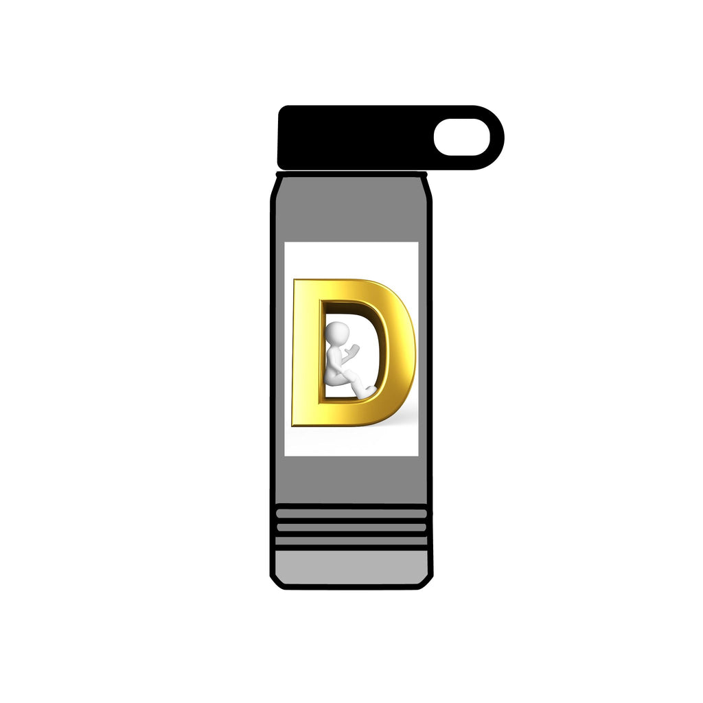 Gold Letter D Monogram Water Bottle | 20oz Initial Bottle