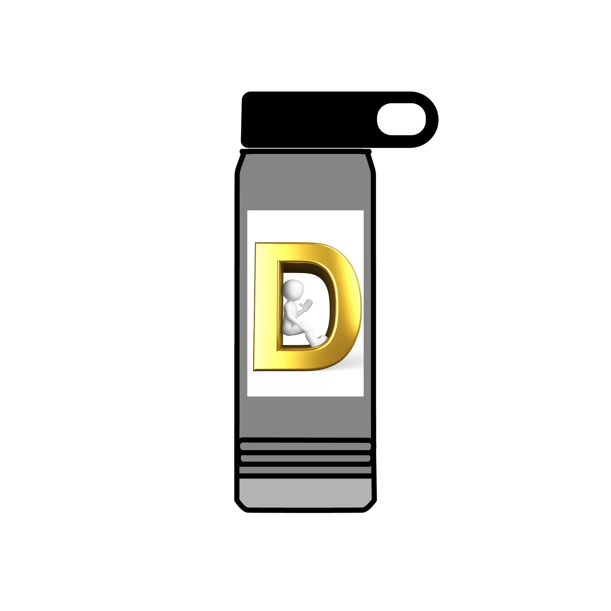 Gold Letter D Monogram Water Bottle | 20oz Initial Bottle