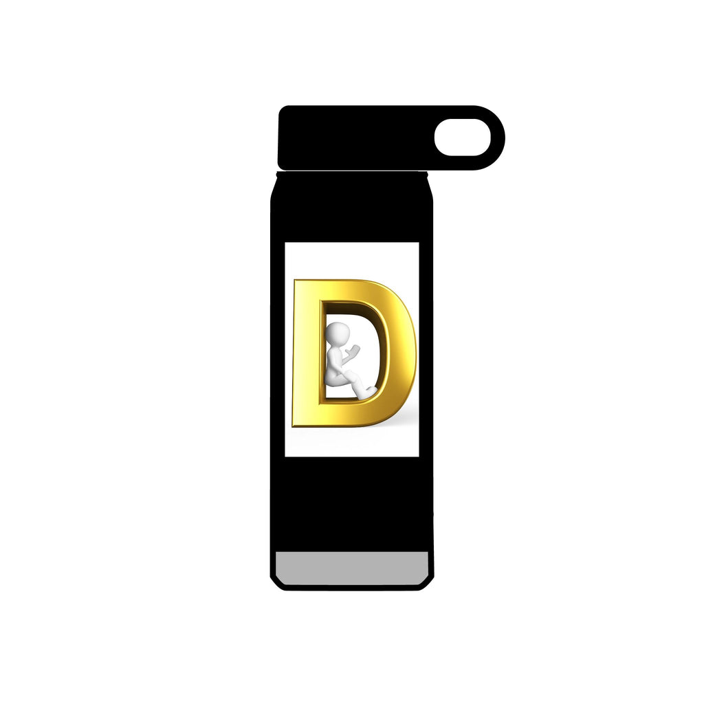 Gold Letter D Monogram Water Bottle | 20oz Initial Bottle