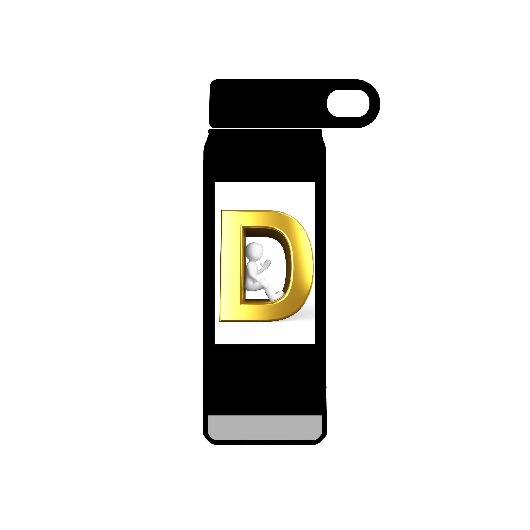 Gold Letter D Monogram Water Bottle | 20oz Initial Bottle