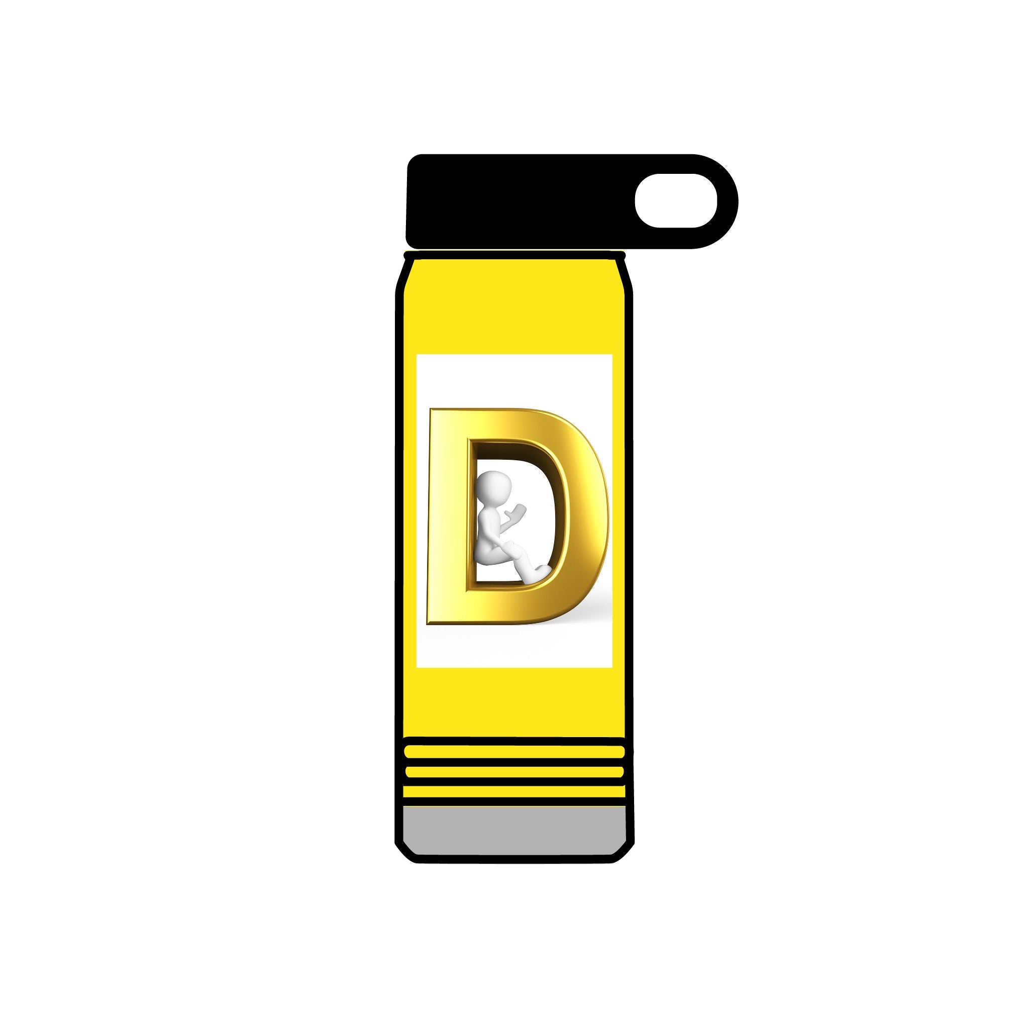 Gold Letter D Monogram Water Bottle | 20oz Initial Bottle