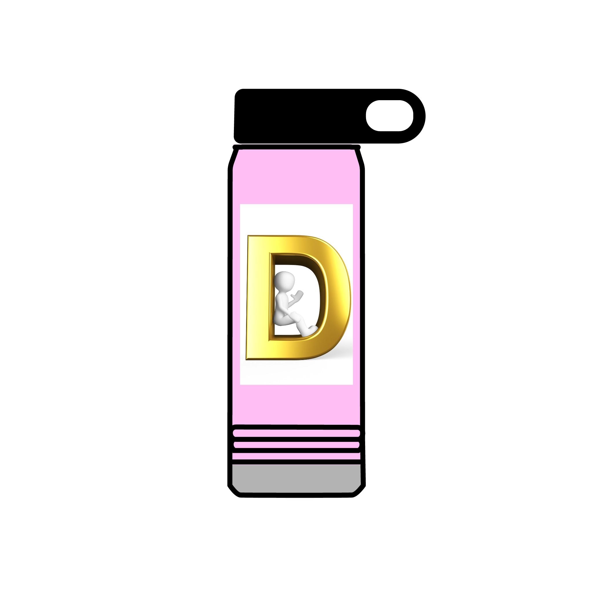 Gold Letter D Monogram Water Bottle | 20oz Initial Bottle