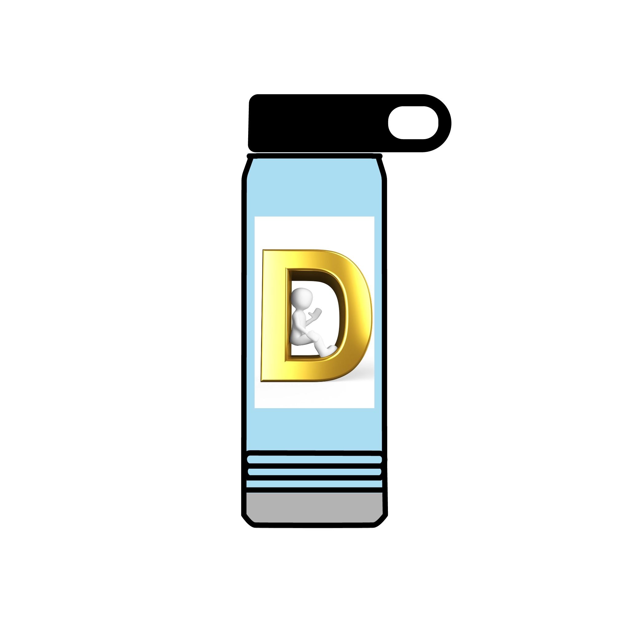 Gold Letter D Monogram Water Bottle | 20oz Initial Bottle
