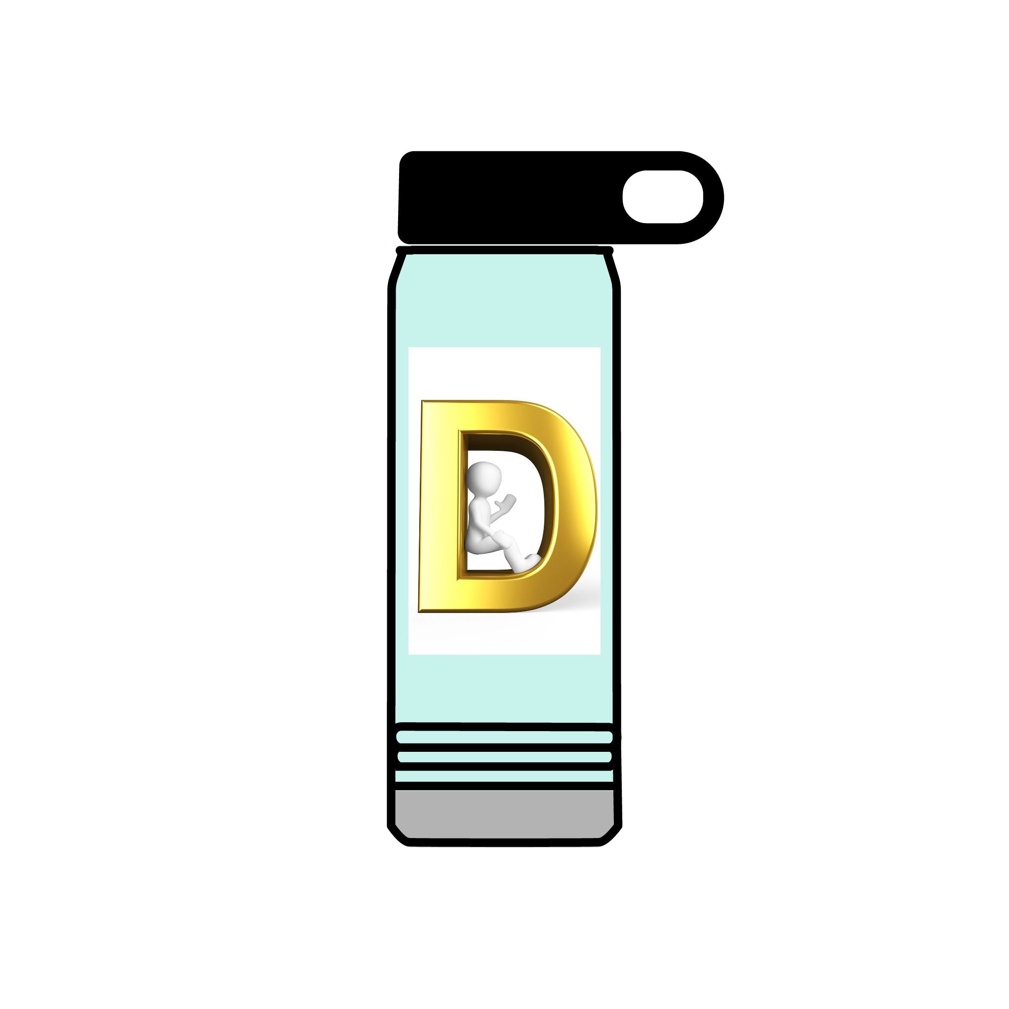 Gold Letter D Monogram Water Bottle | 20oz Initial Bottle