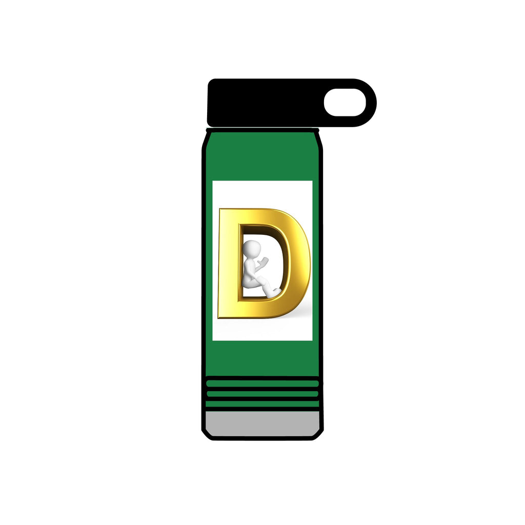 Gold Letter D Monogram Water Bottle | 20oz Initial Bottle